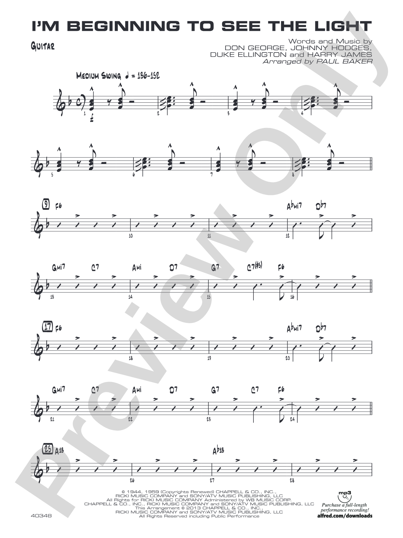 I'm Beginning to See the Light: Guitar