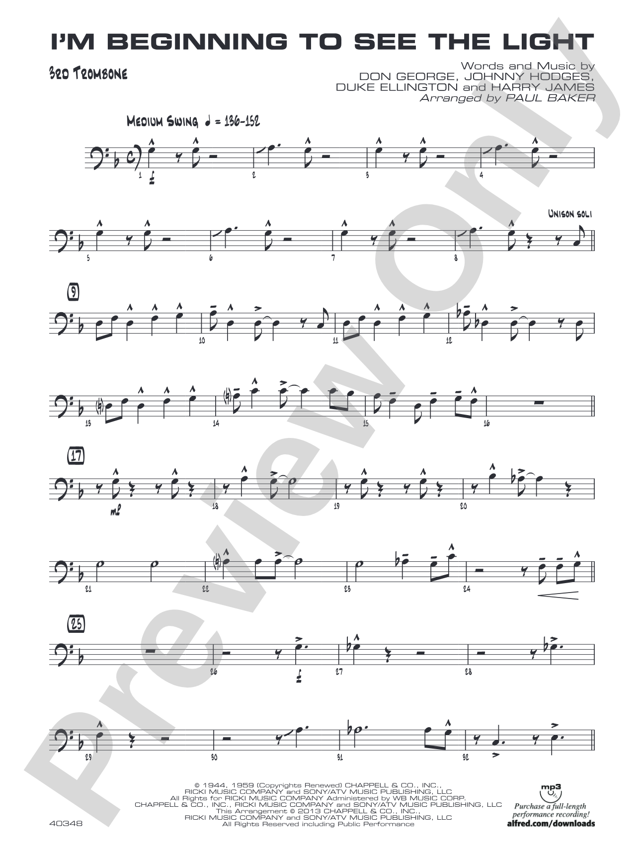 I'm Beginning to See the Light: 3rd Trombone