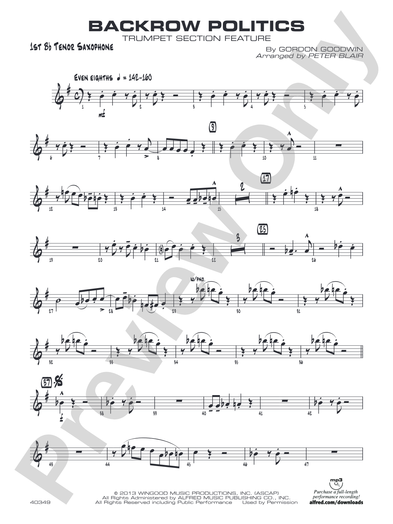 Backrow Politics: B-flat Tenor Saxophone