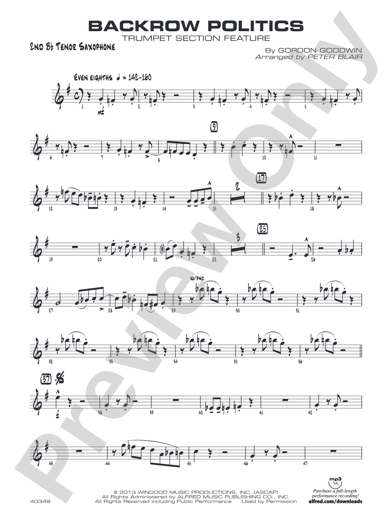 Backrow Politics: 2nd B-flat Tenor Saxophone