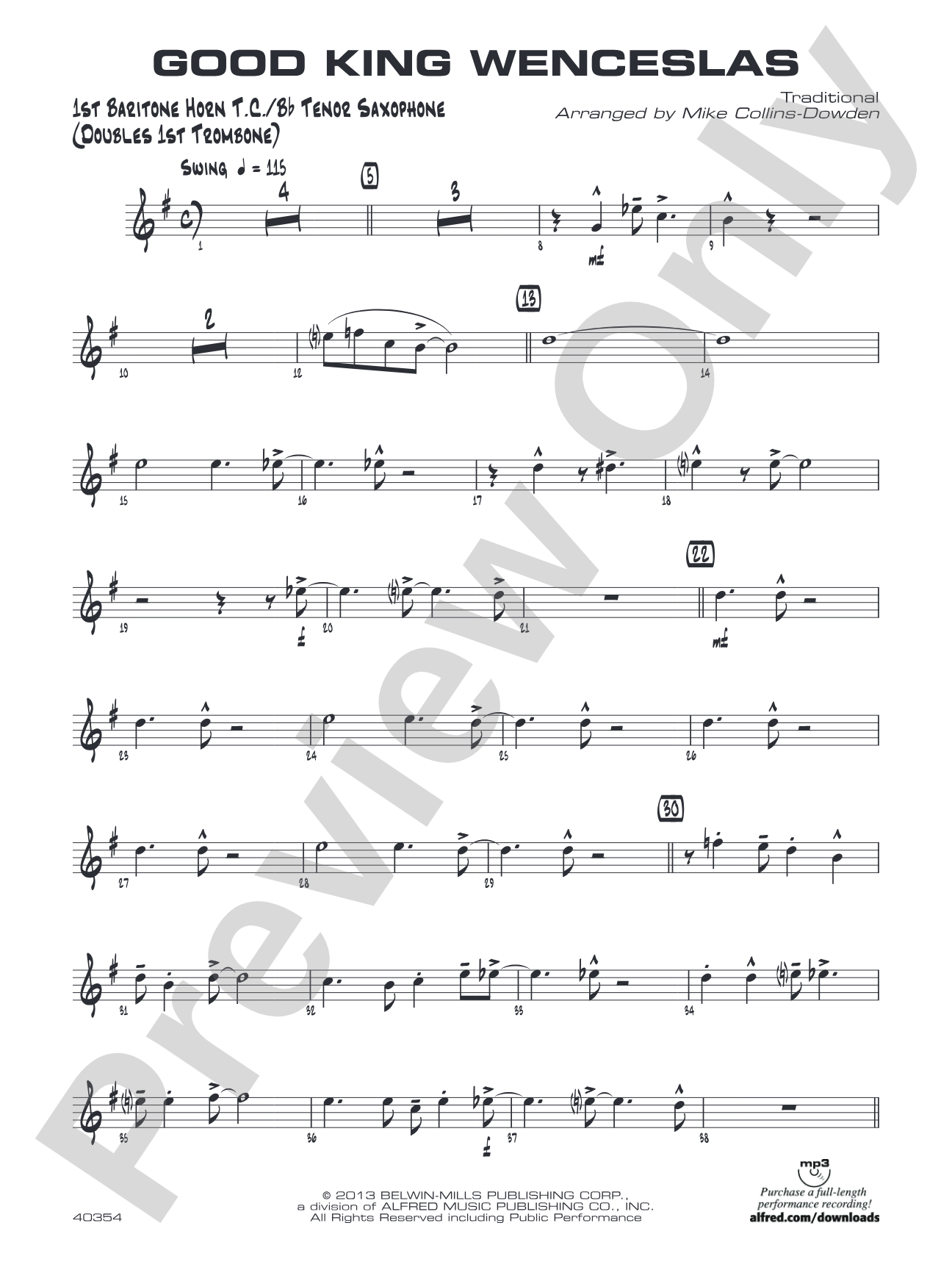 Good King Wenceslas: Baritone T.C.