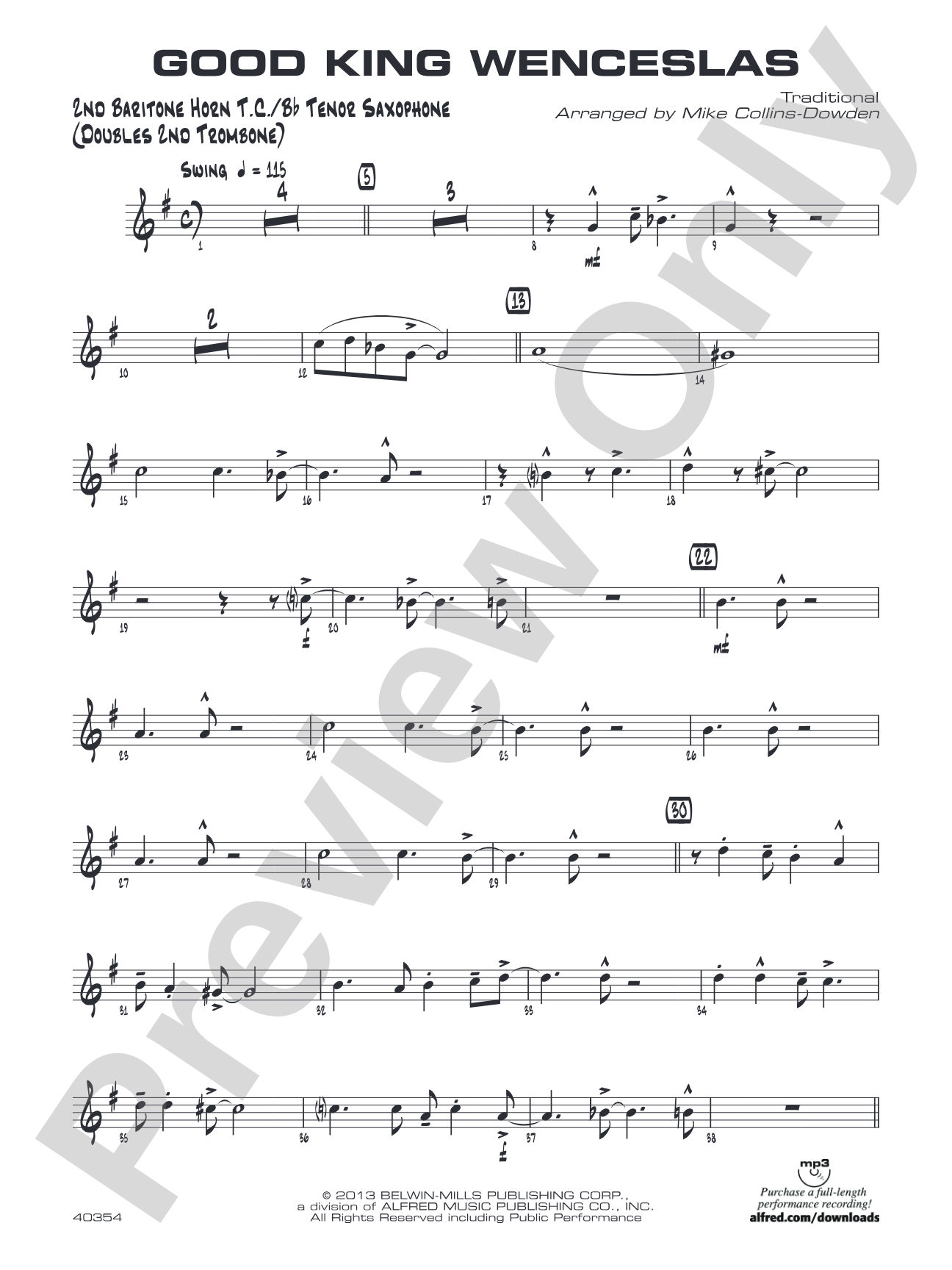 Good King Wenceslas: 2nd Baritone T.C.