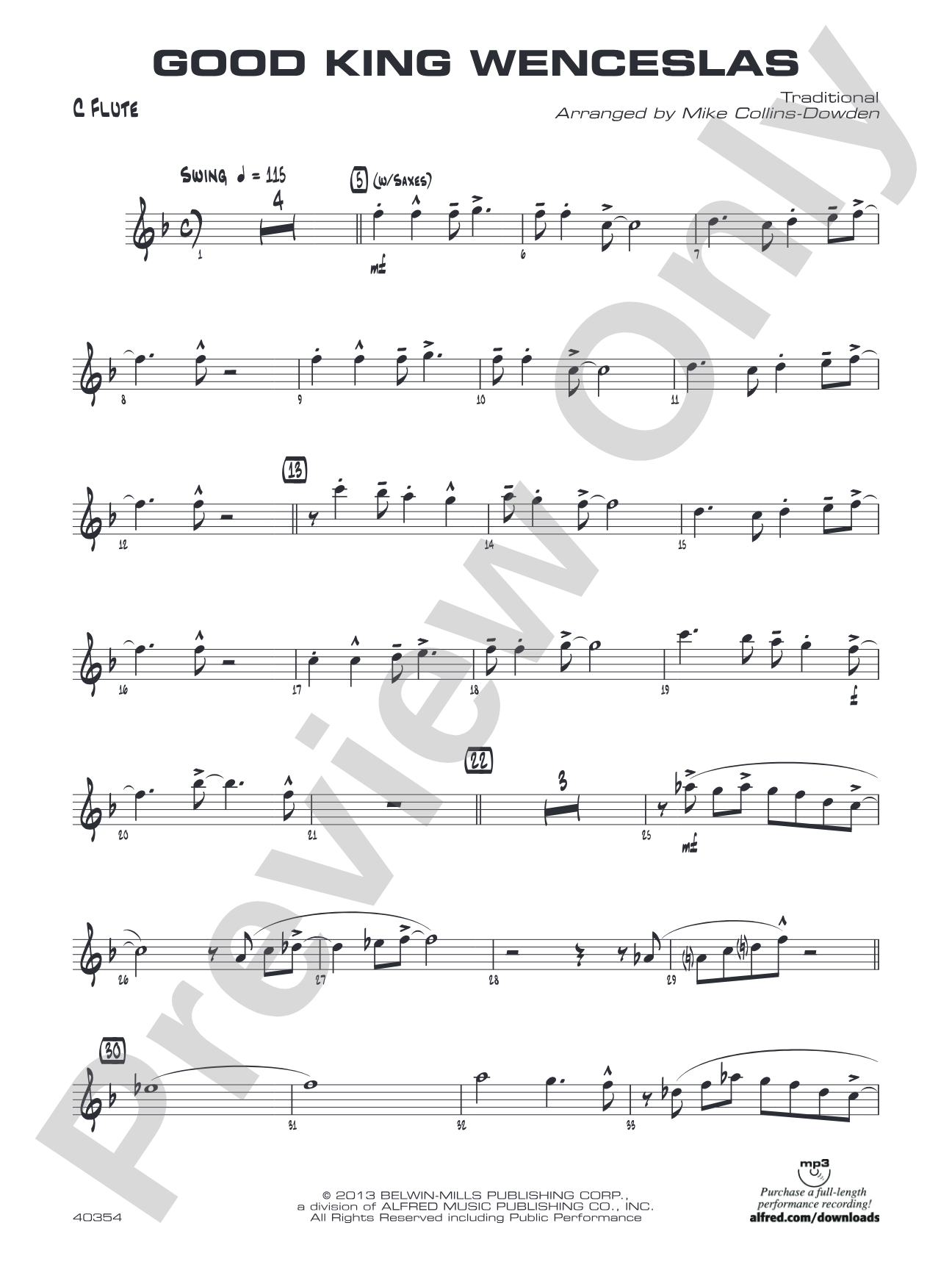 Good King Wenceslas: Flute