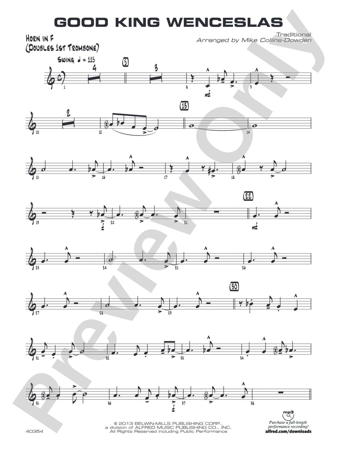 Good King Wenceslas: 1st F Horn