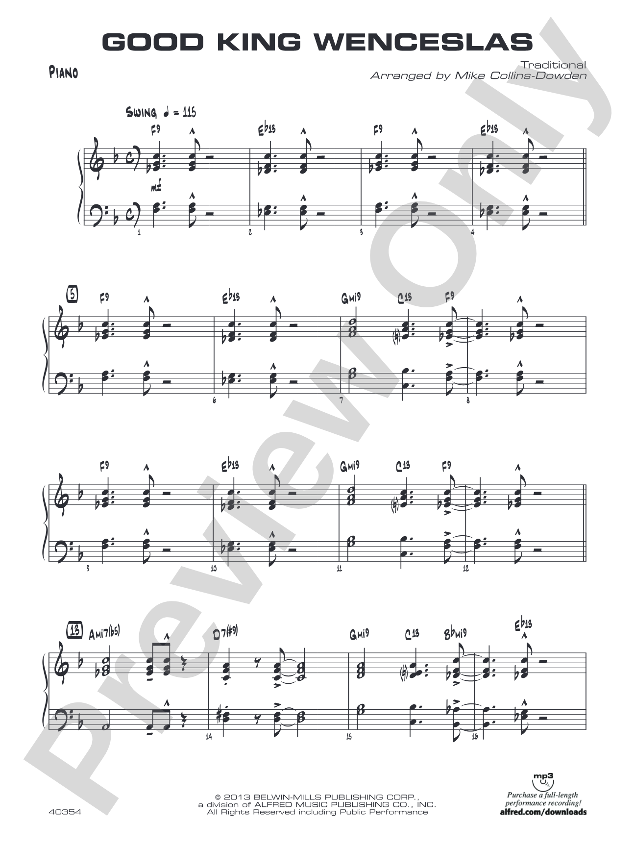 Good King Wenceslas: Piano Accompaniment