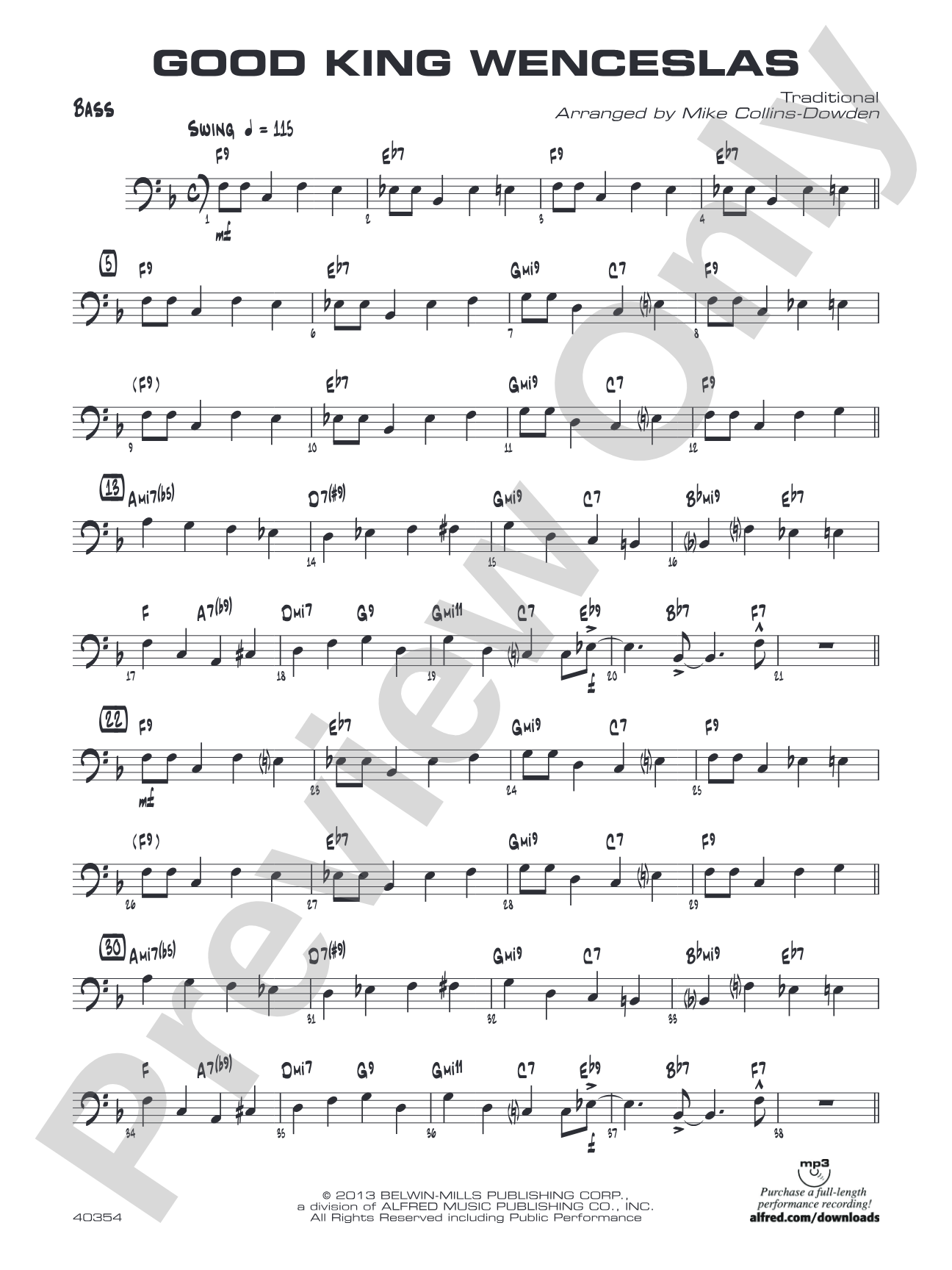 Good King Wenceslas: String Bass