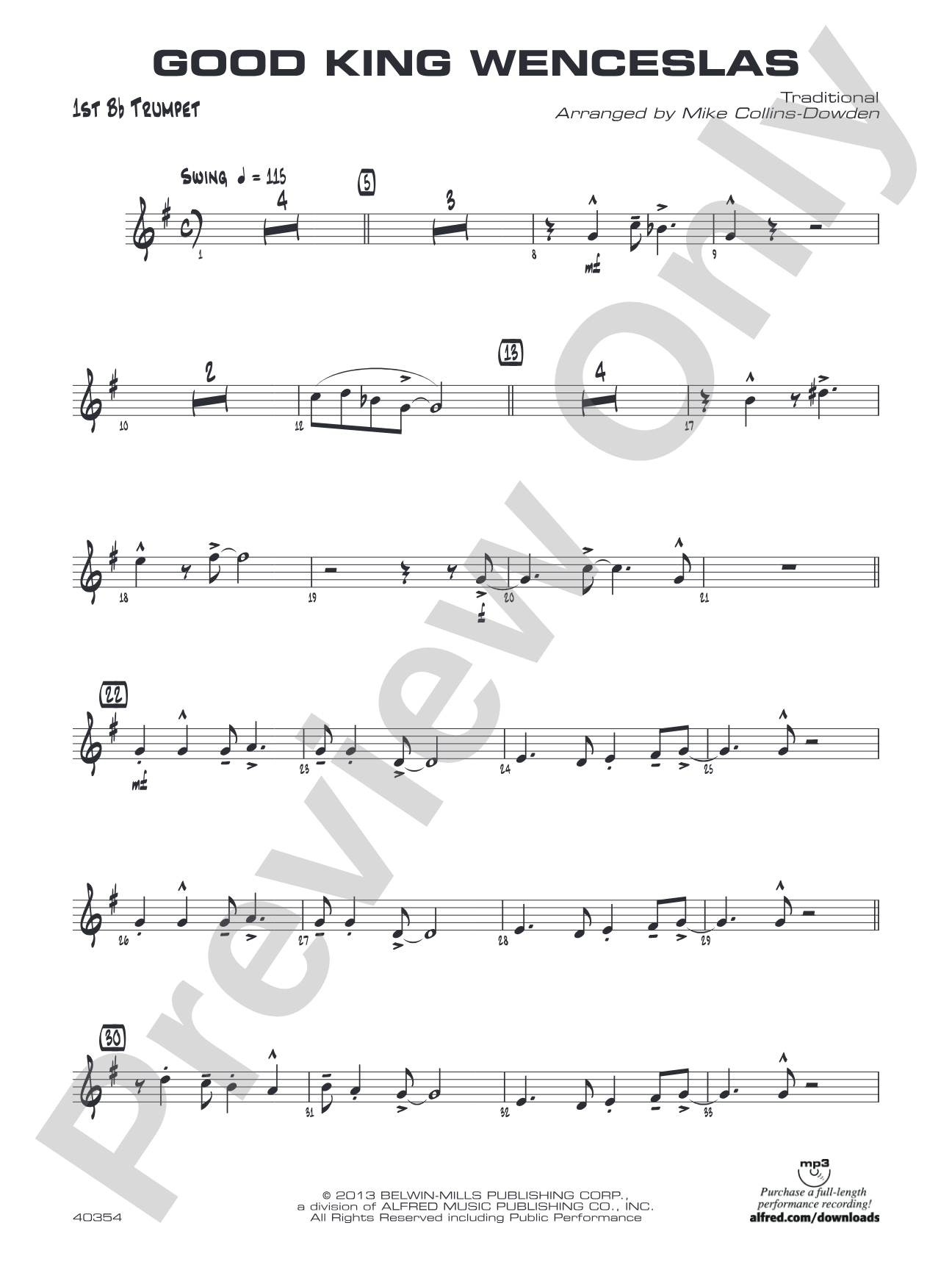 Good King Wenceslas: 1st B-flat Trumpet