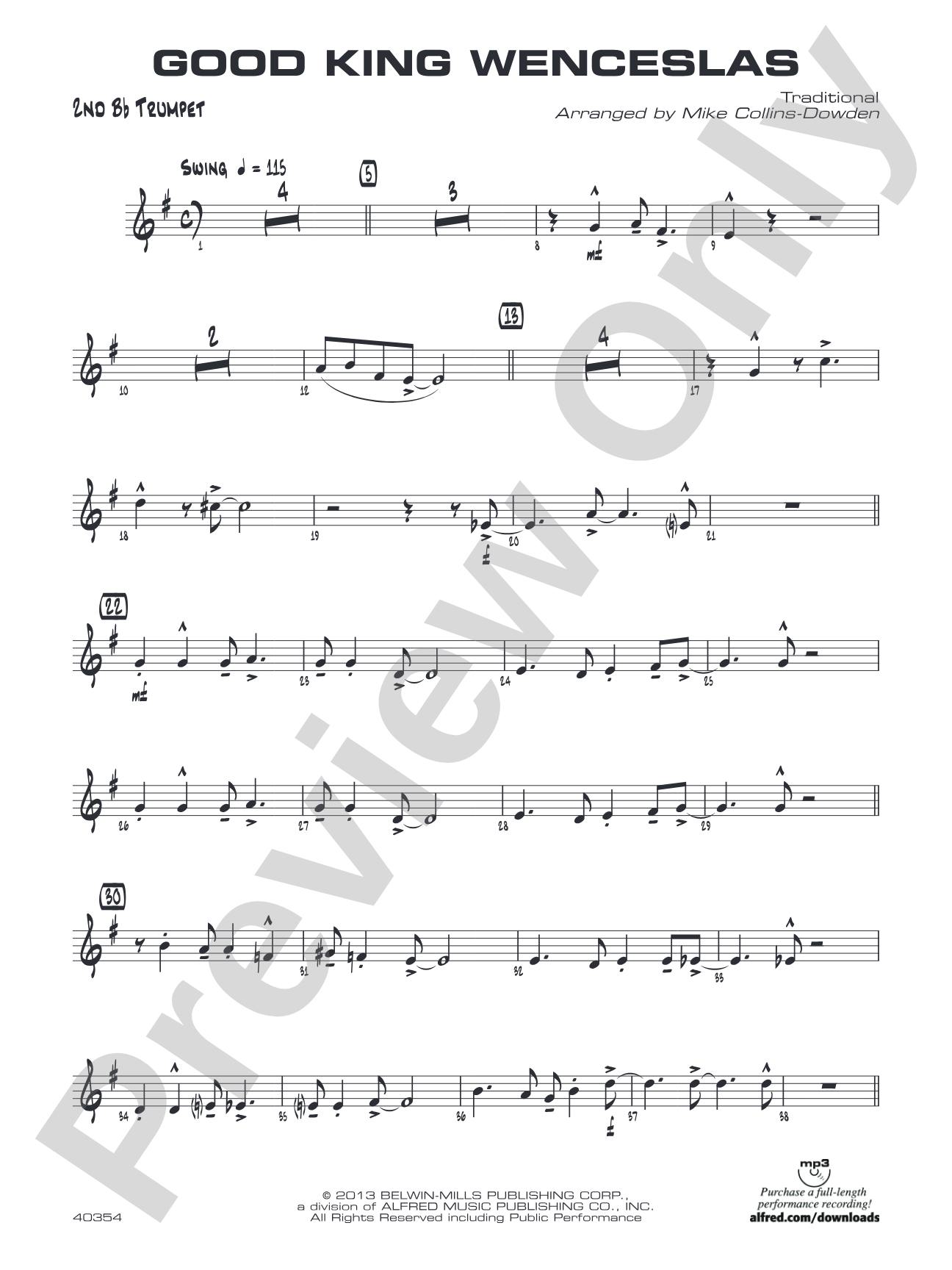 Good King Wenceslas: 2nd B-flat Trumpet