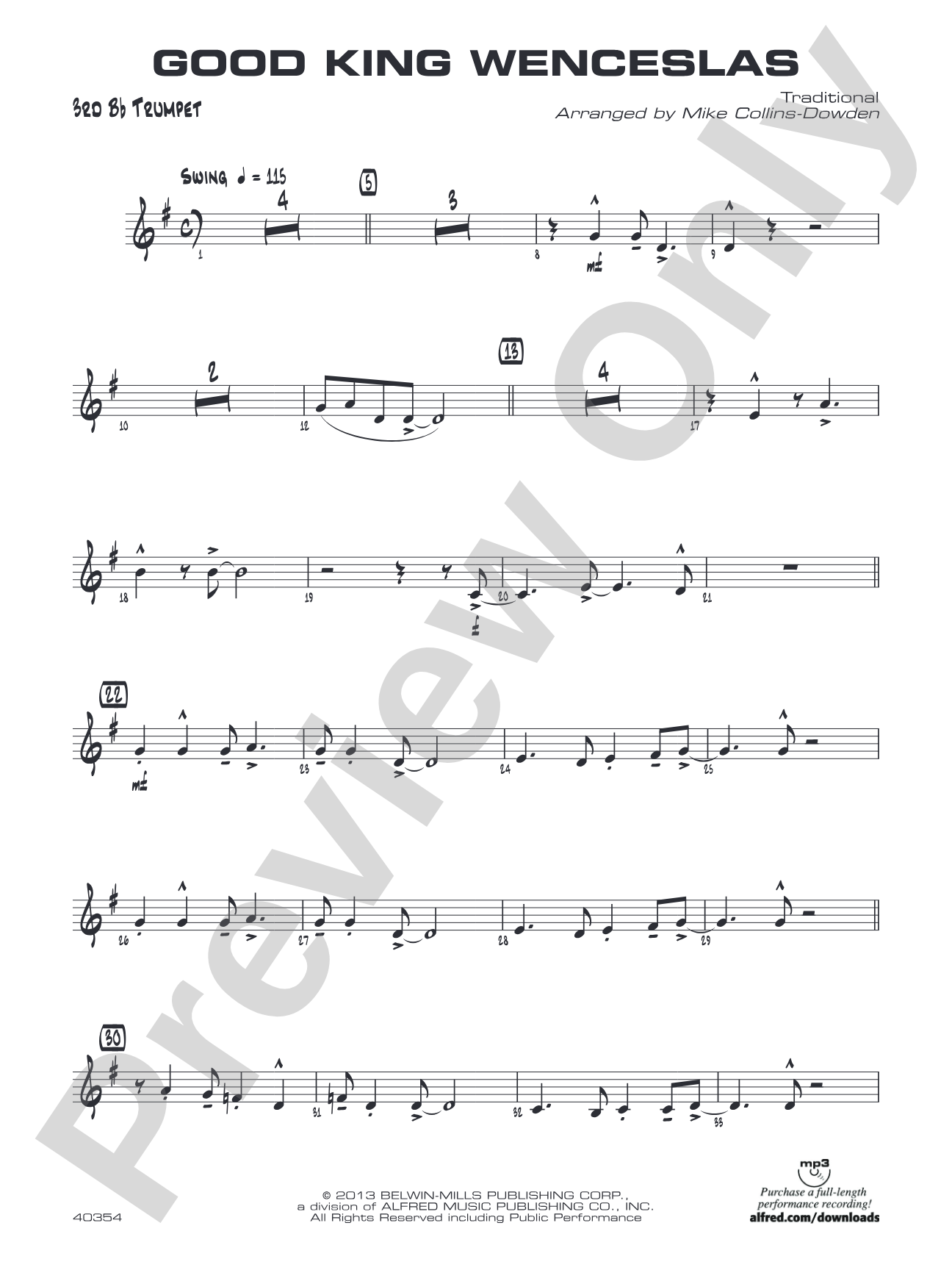 Good King Wenceslas: 3rd B-flat Trumpet