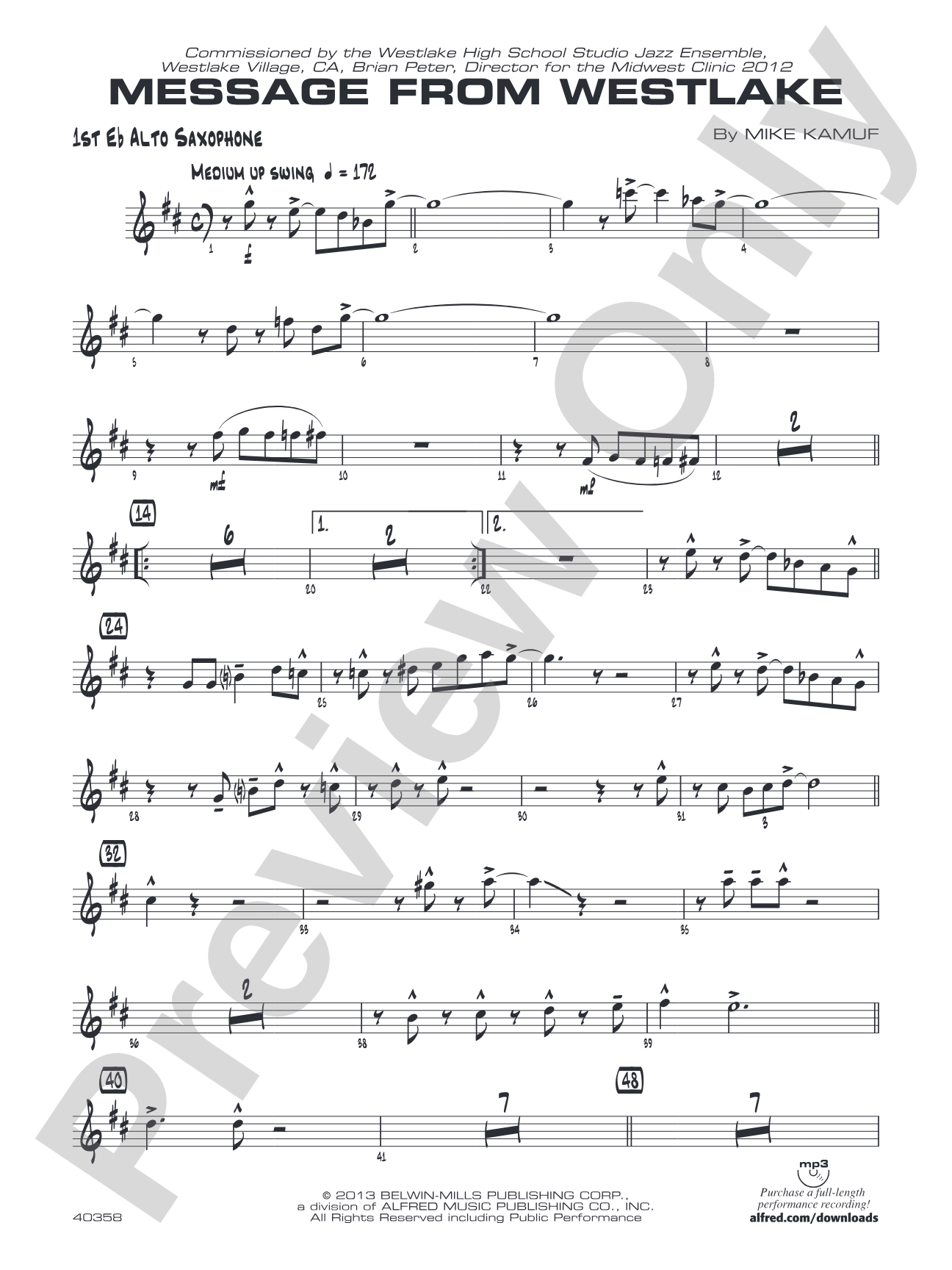 Message from Westlake: E-flat Alto Saxophone
