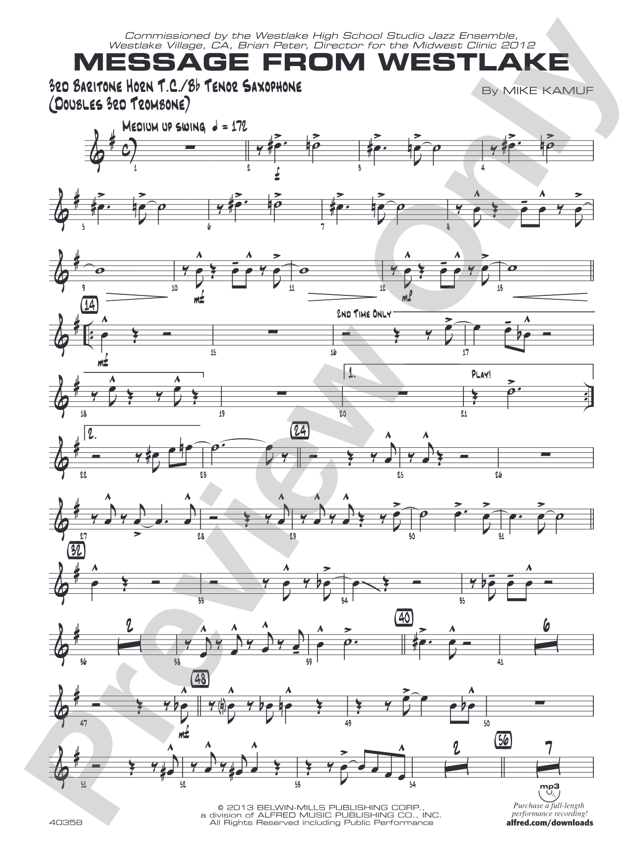 Message from Westlake: 3rd Baritone T.C.