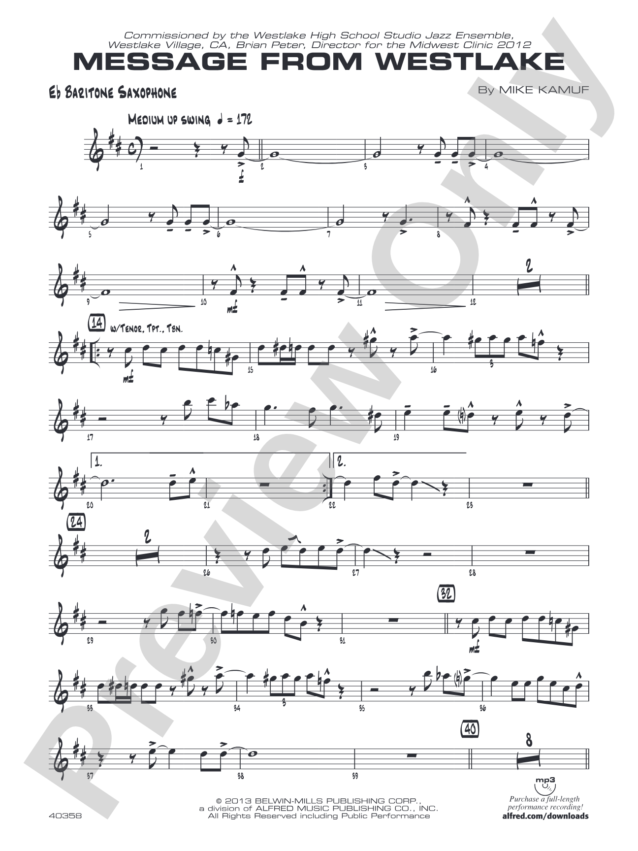 Message from Westlake: E-flat Baritone Saxophone