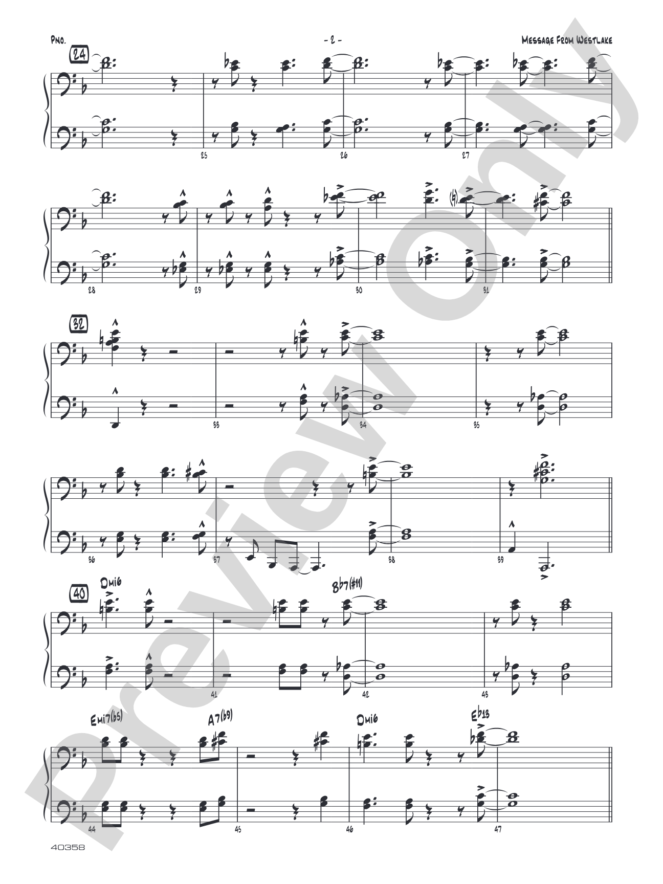 Message from Westlake: Piano Accompaniment