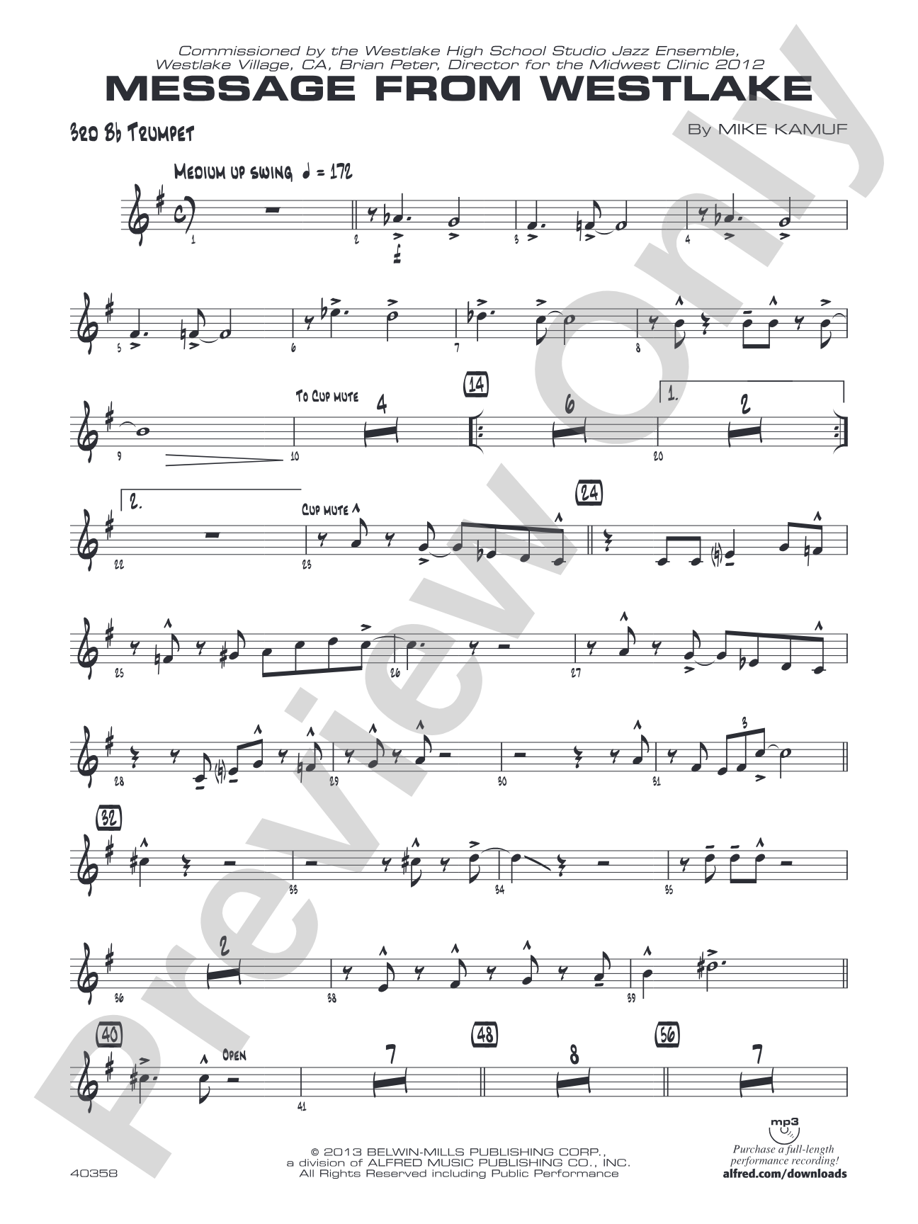 Message from Westlake: 3rd B-flat Trumpet