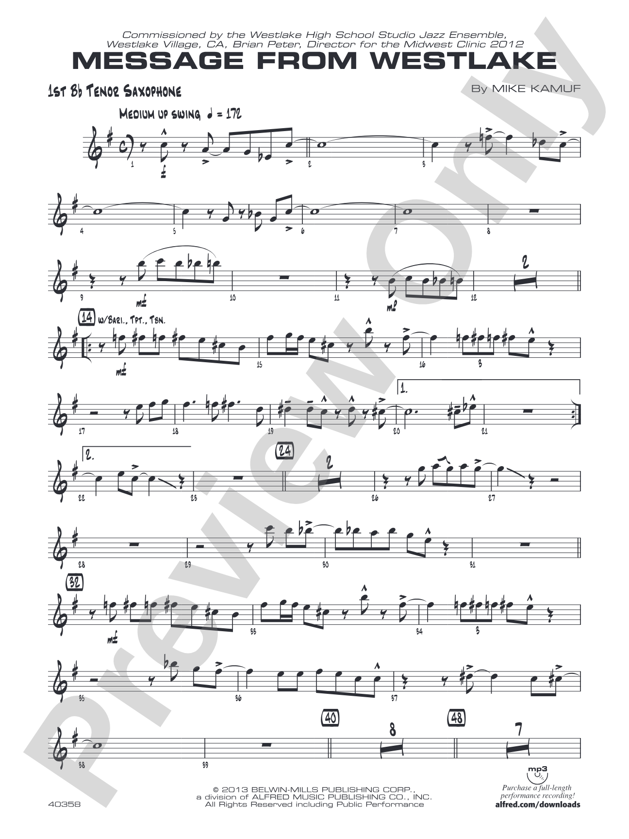 Message from Westlake: B-flat Tenor Saxophone