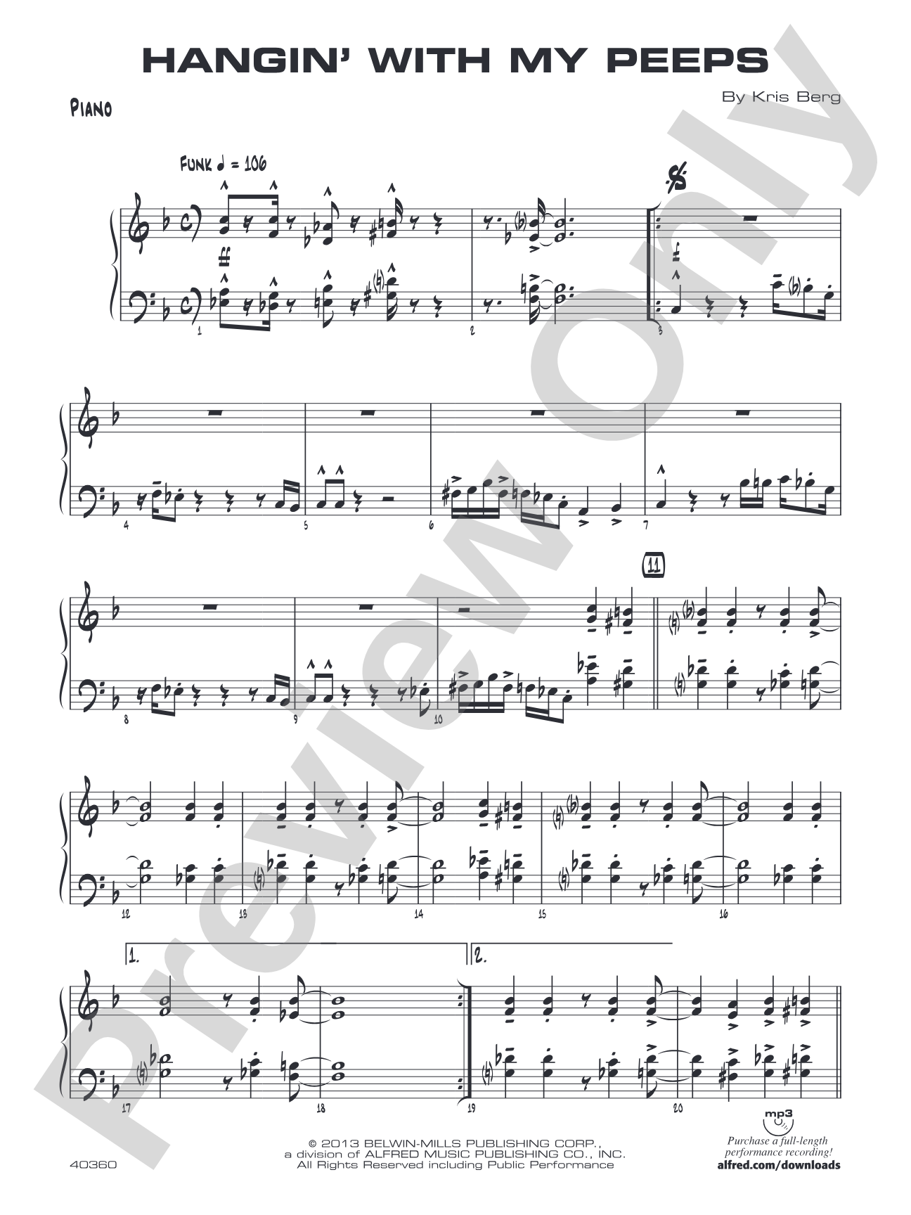 Hangin' with My Peeps: Piano Accompaniment