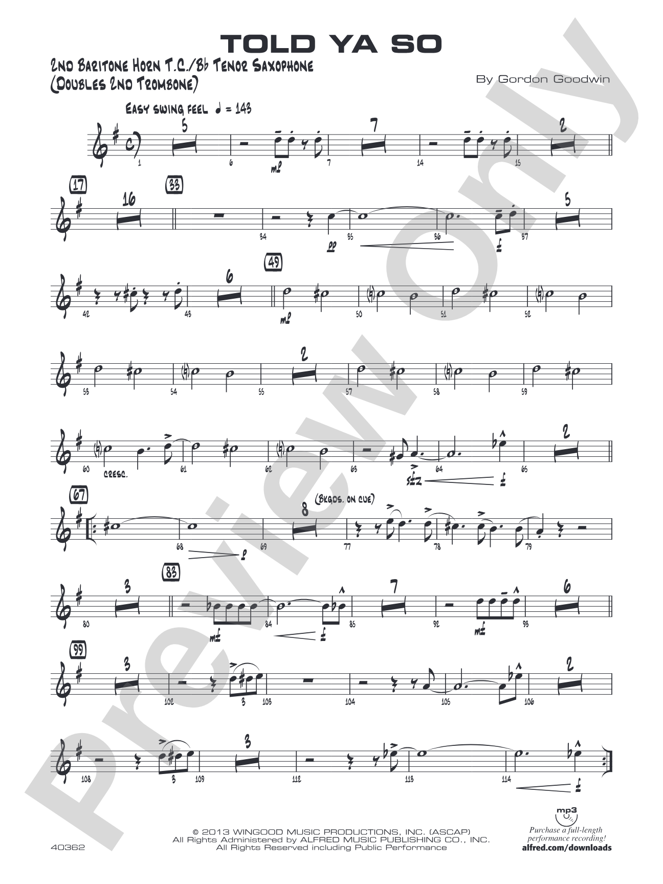 Told Ya So: 2nd Baritone T.C.