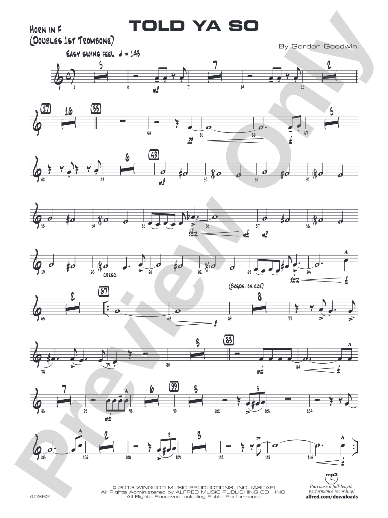 Told Ya So: 1st F Horn