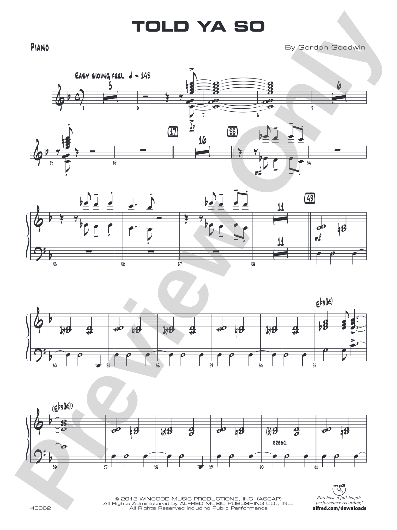 Told Ya So: Piano Accompaniment