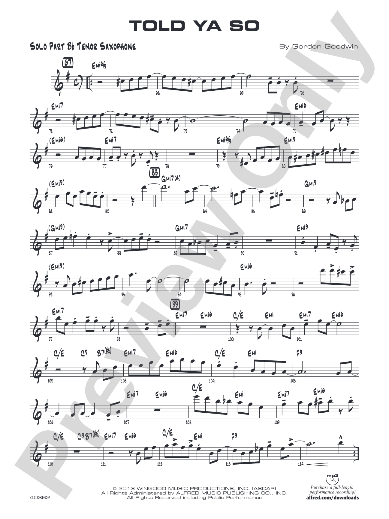 Told Ya So: Solo Bb Tenor Sax