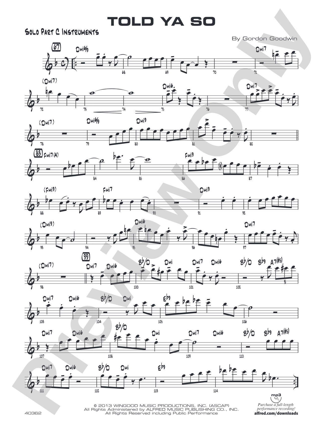 Told Ya So: Solo C Instruments (Treble Clef)