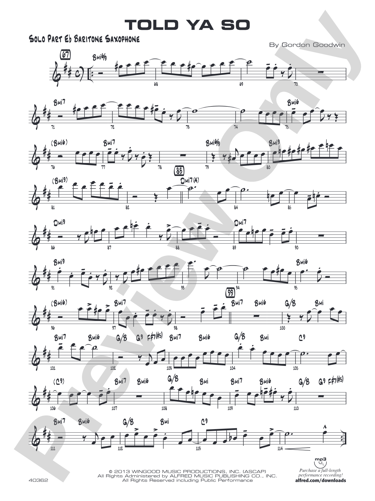 Told Ya So: Solo E-flat Instrument