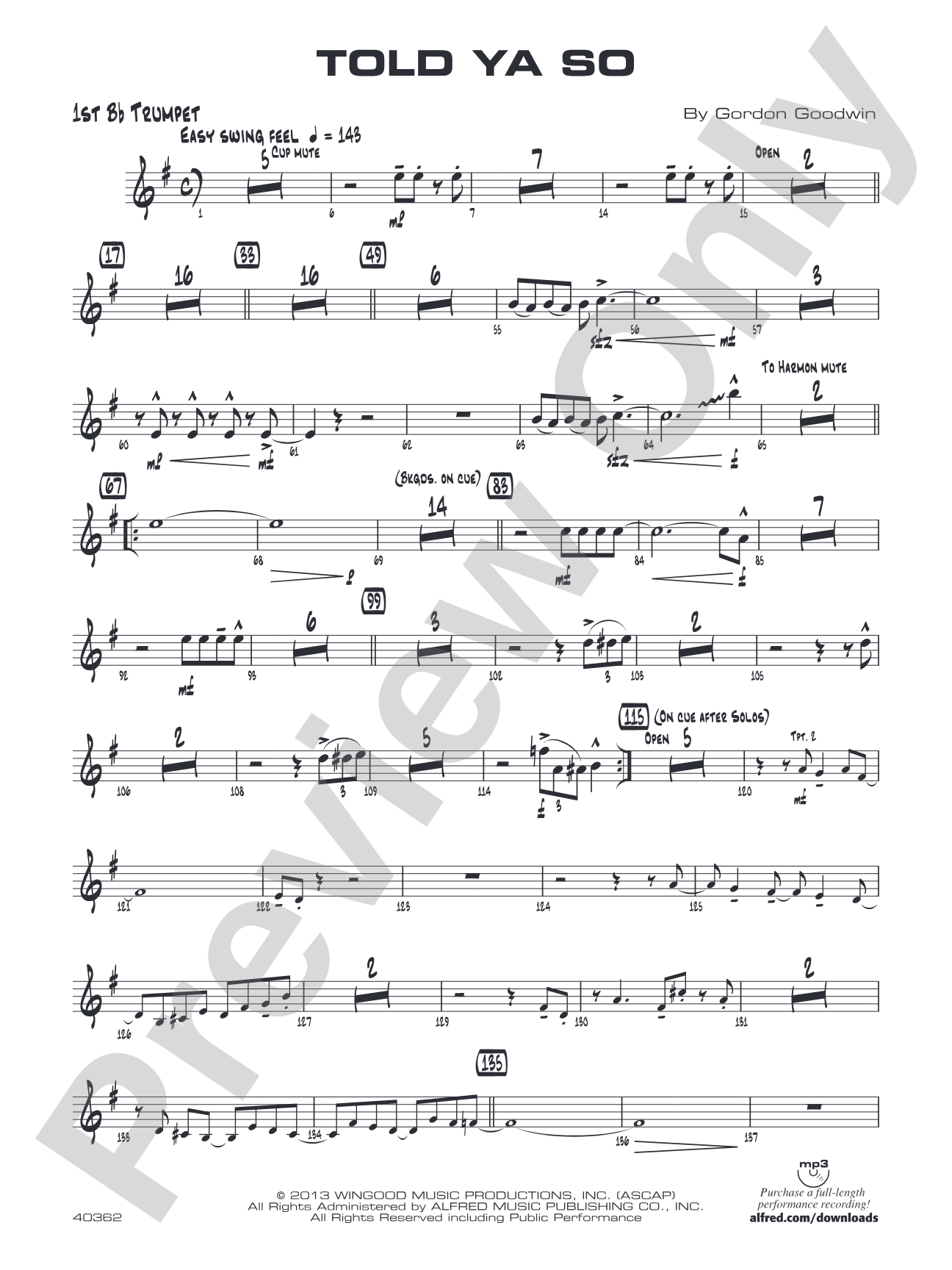 Told Ya So: 1st B-flat Trumpet