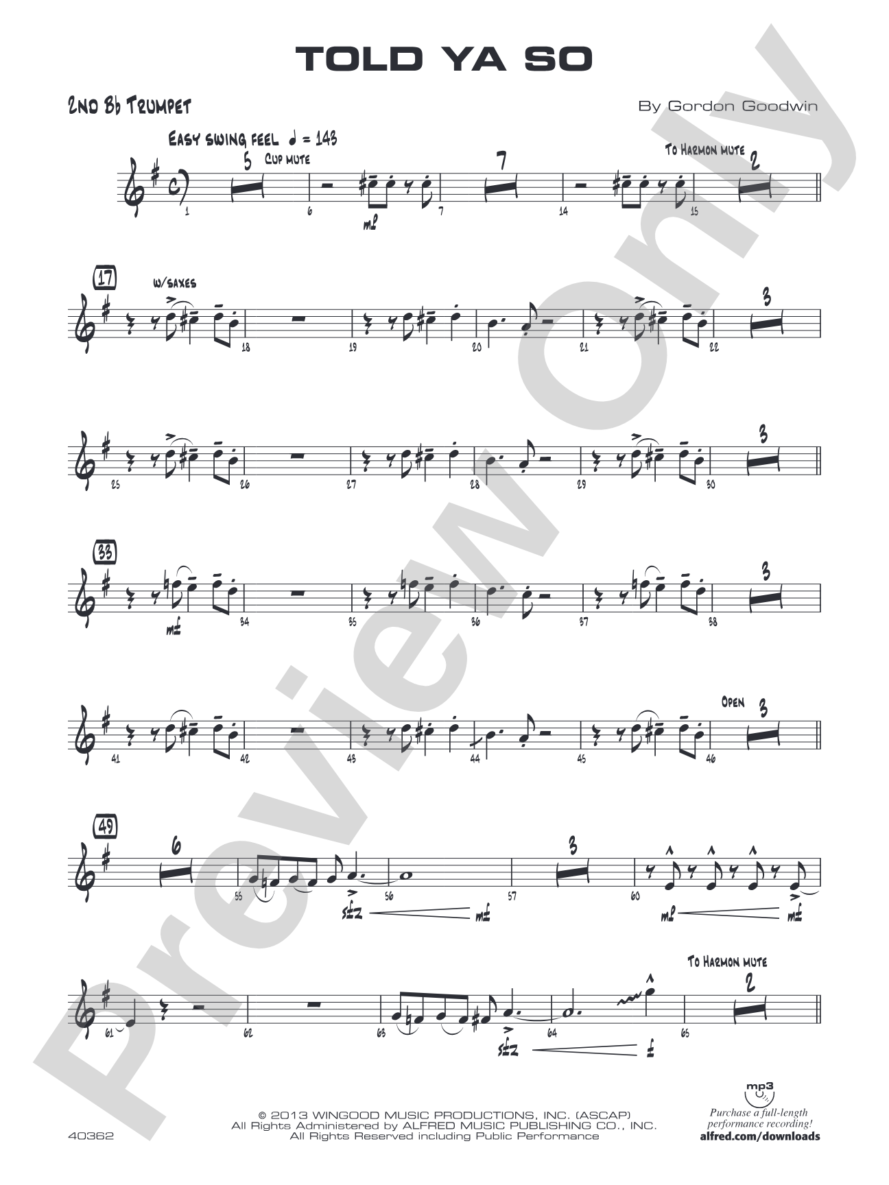Told Ya So: 2nd B-flat Trumpet
