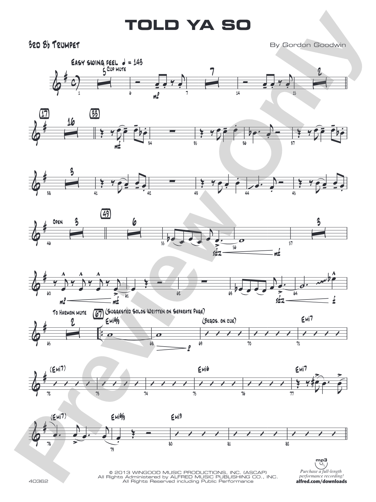 Told Ya So: 3rd B-flat Trumpet
