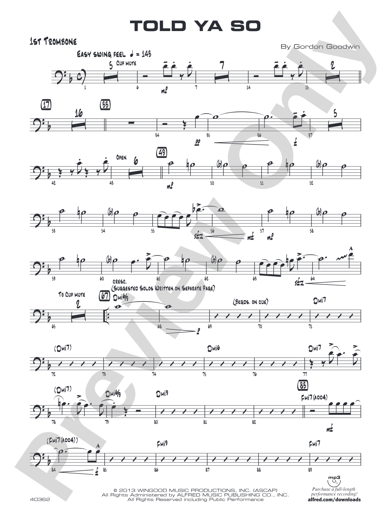 Told Ya So: 1st Trombone