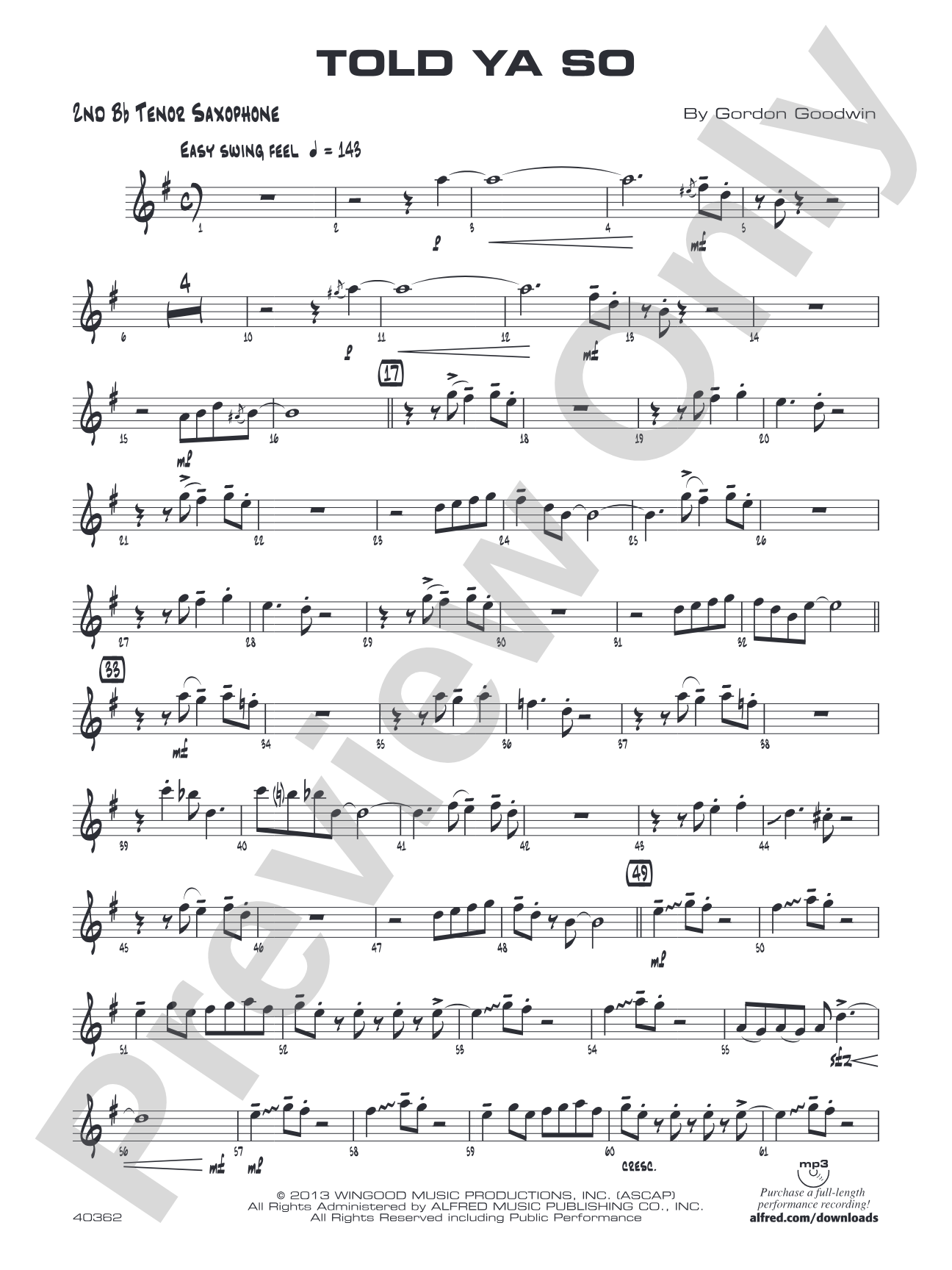 Told Ya So: 2nd B-flat Tenor Saxophone
