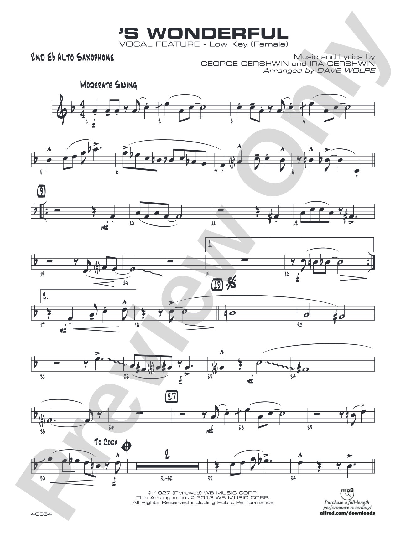 'S Wonderful: 2nd E-flat Alto Saxophone