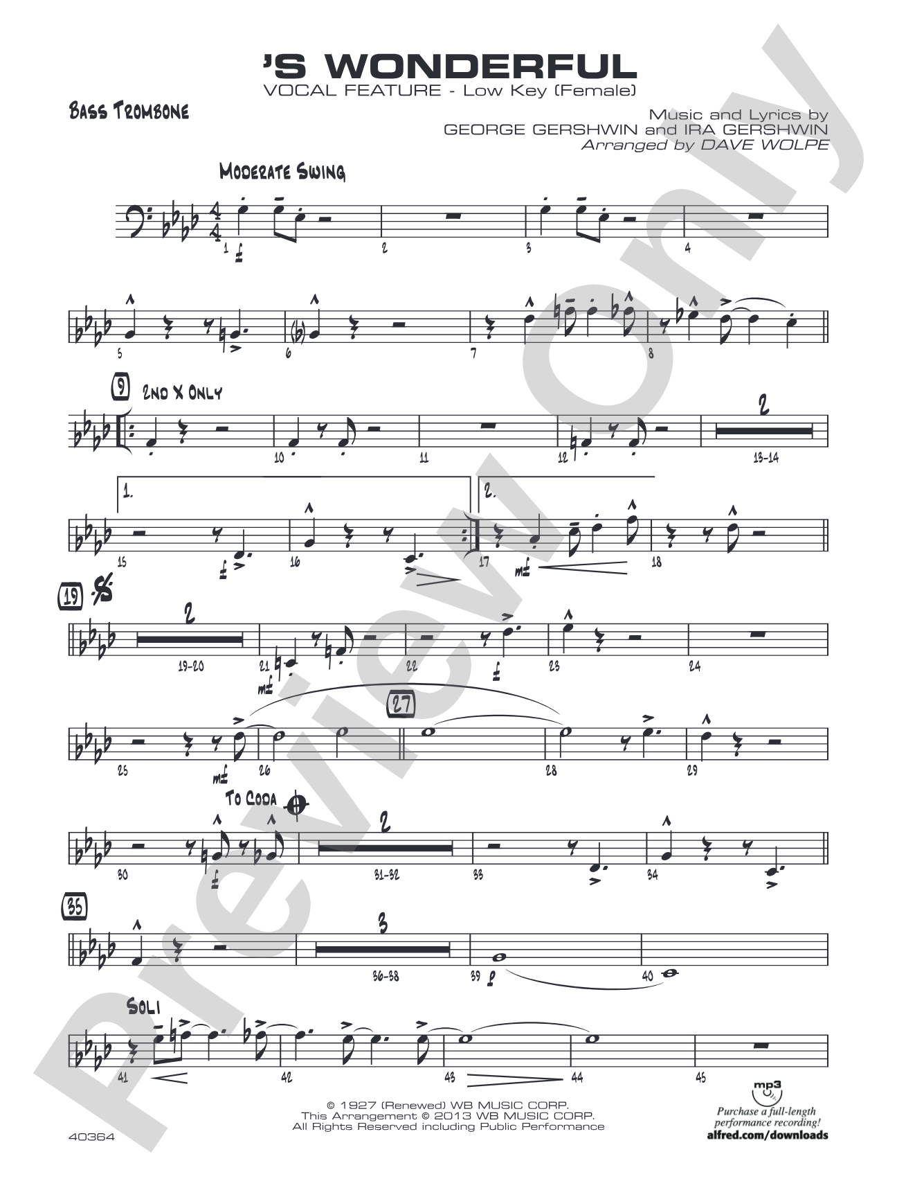 'S Wonderful: Bass Trombone