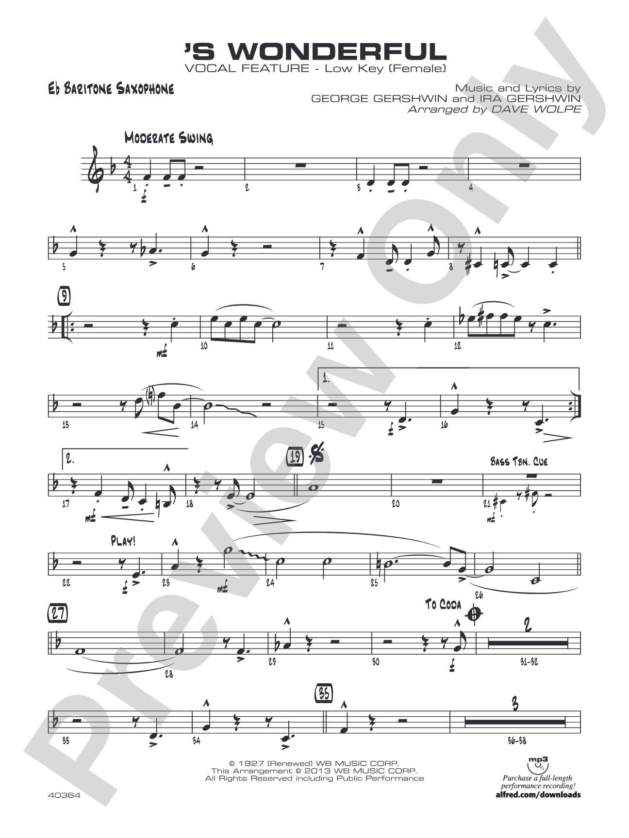 'S Wonderful: E-flat Baritone Saxophone