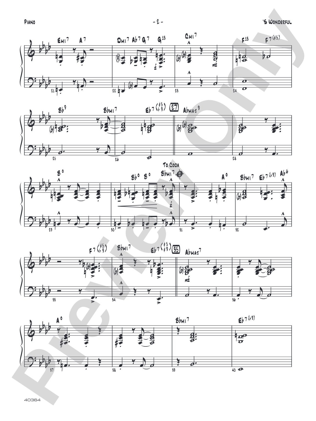 'S Wonderful: Piano Accompaniment