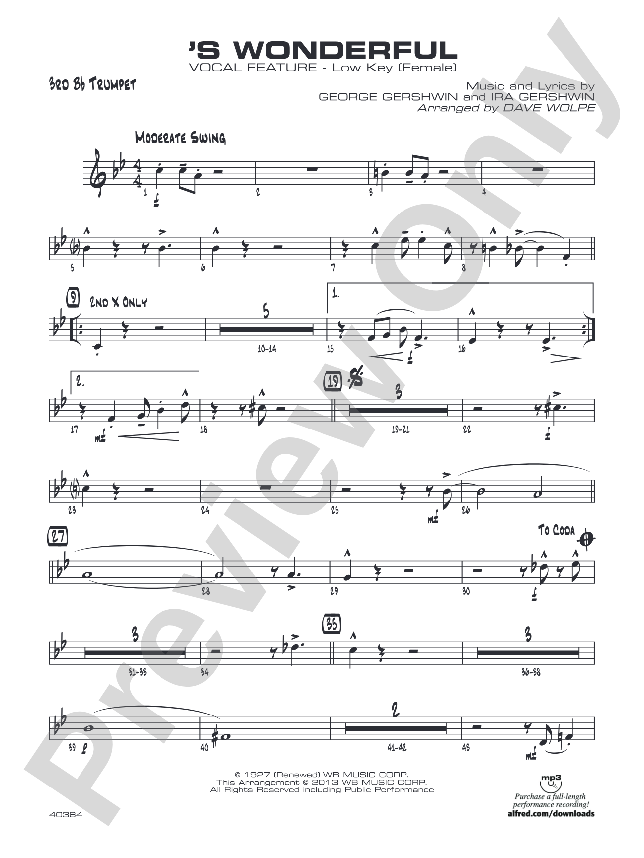 'S Wonderful: 3rd B-flat Trumpet