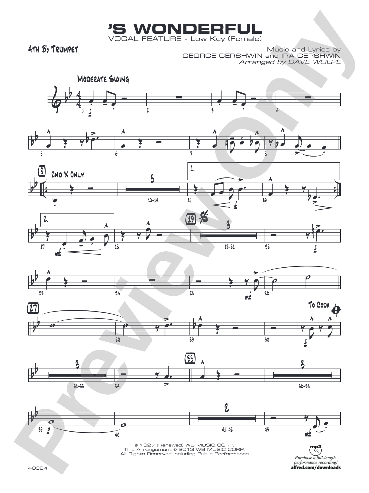 'S Wonderful: 4th B-flat Trumpet