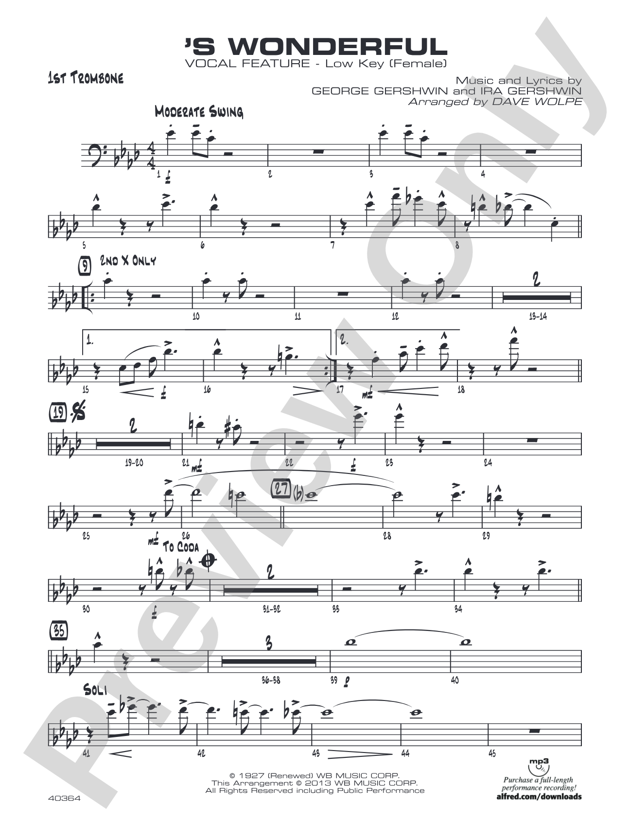 'S Wonderful: 1st Trombone
