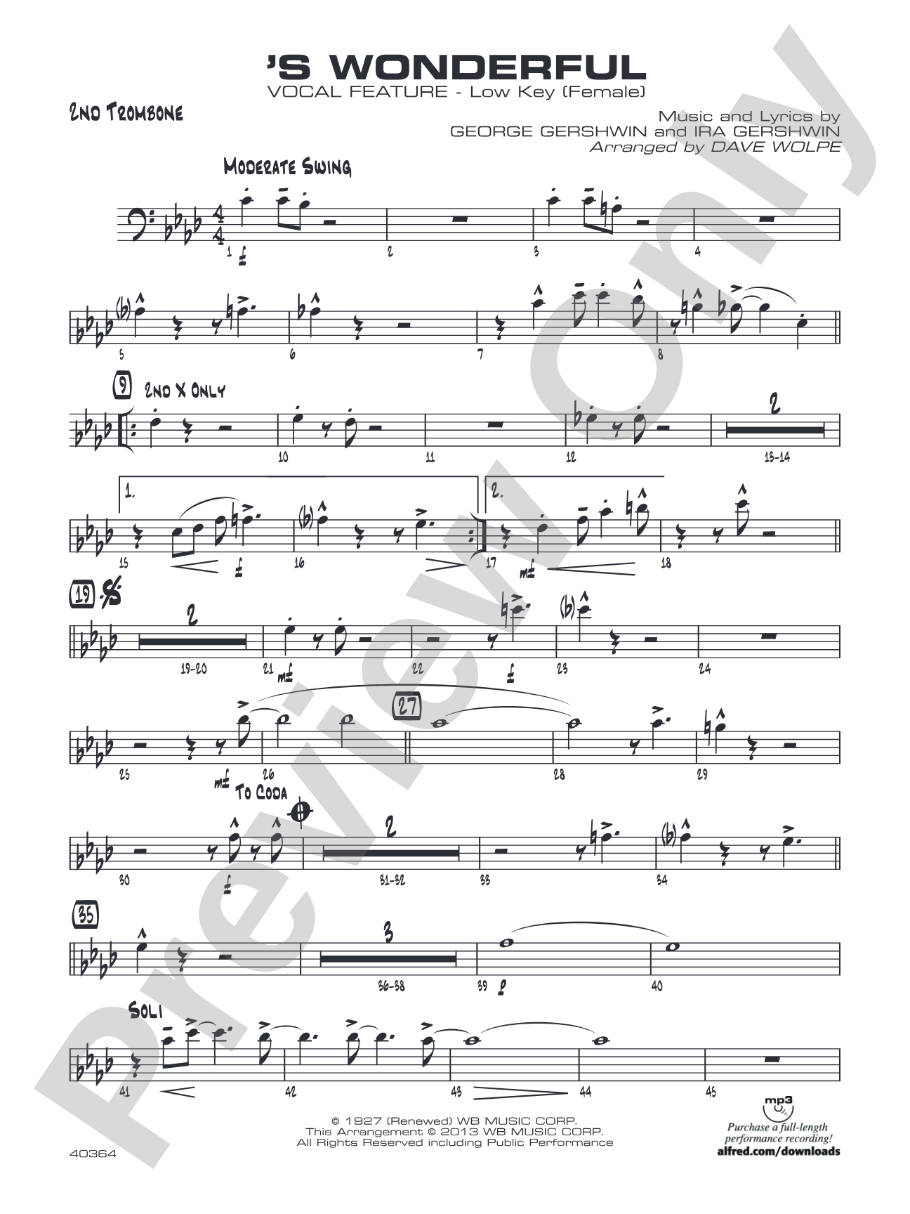 'S Wonderful: 2nd Trombone