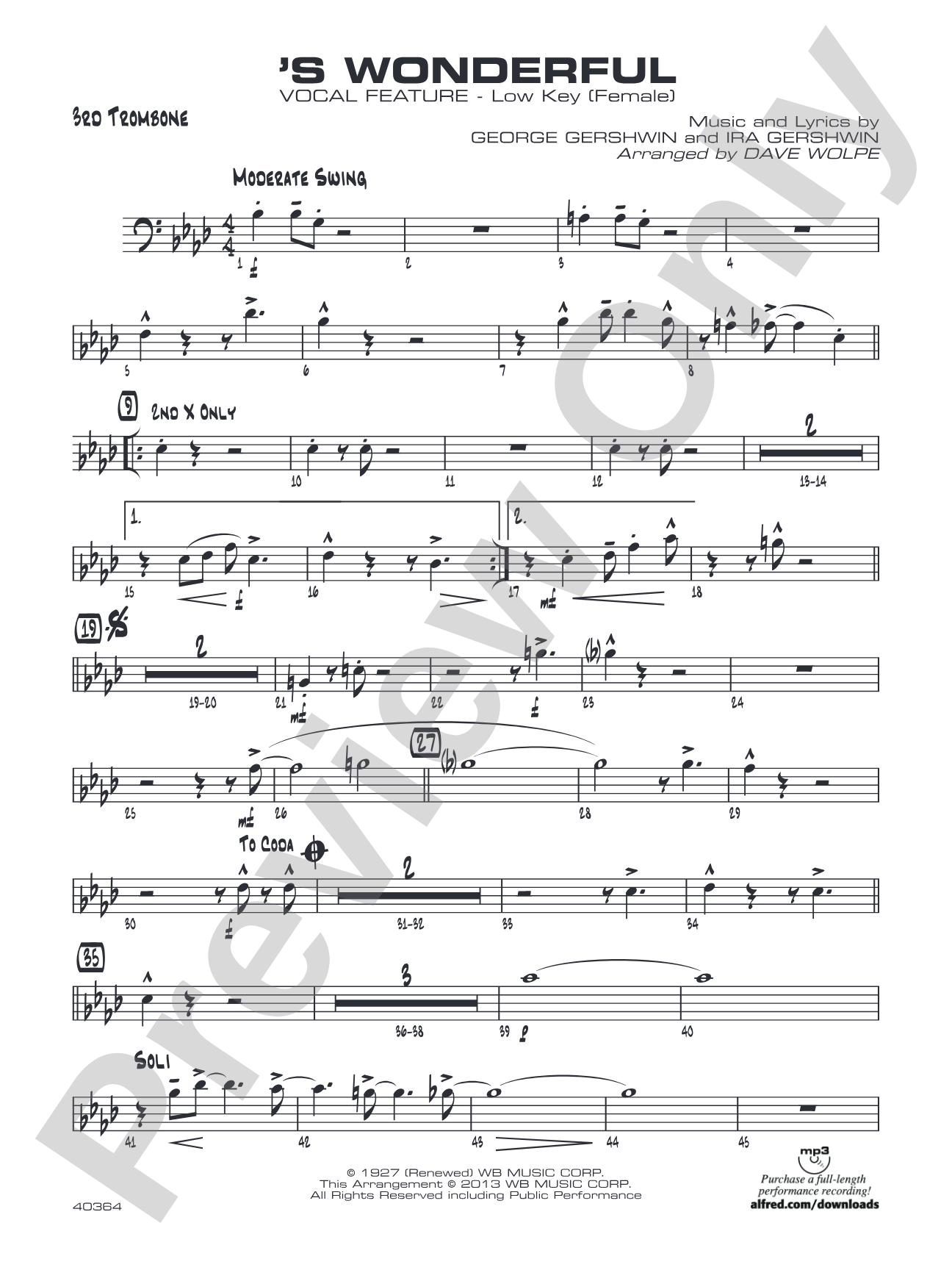 'S Wonderful: 3rd Trombone