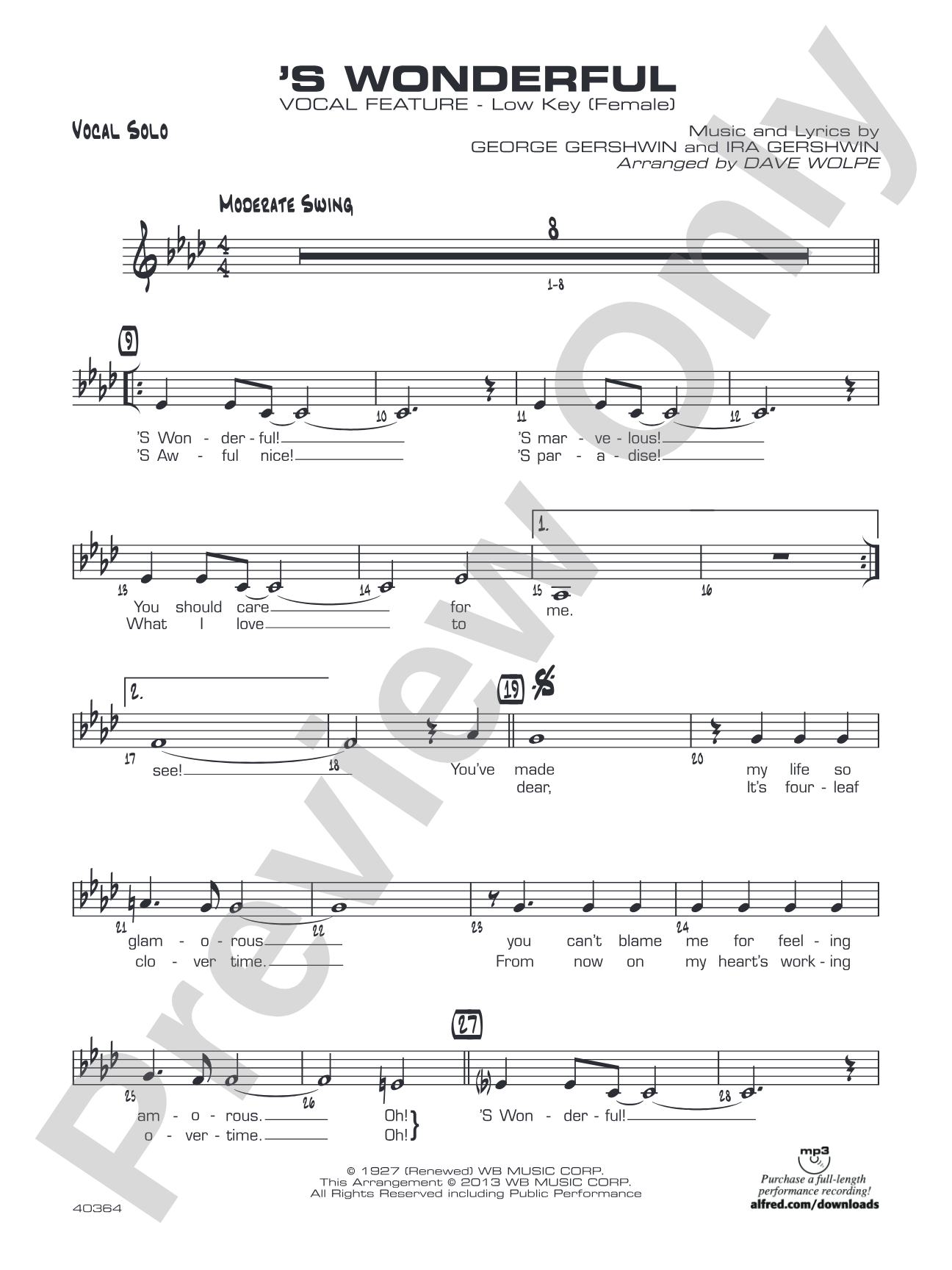 'S Wonderful: Vocal Solo