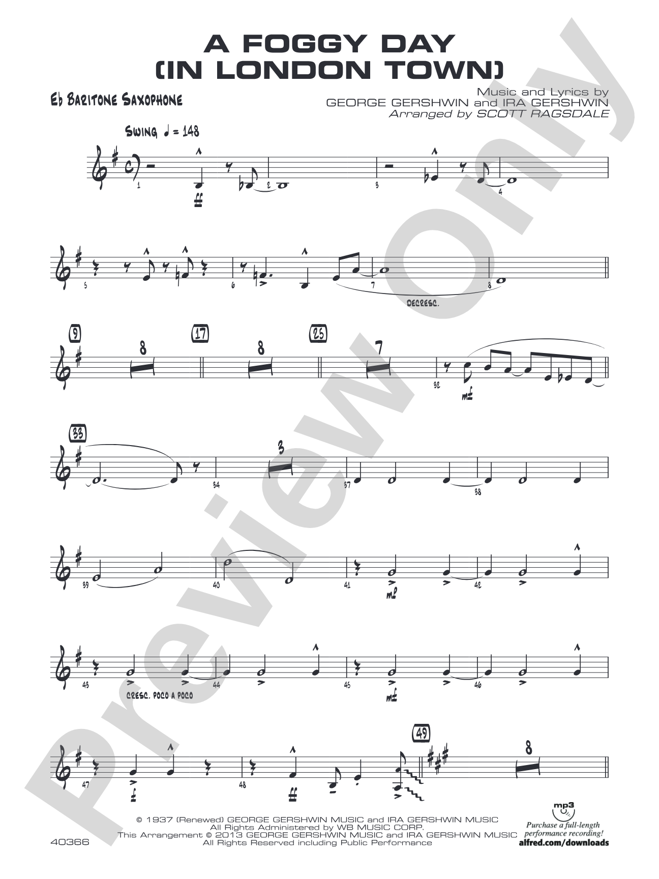 A Foggy Day: E-flat Baritone Saxophone