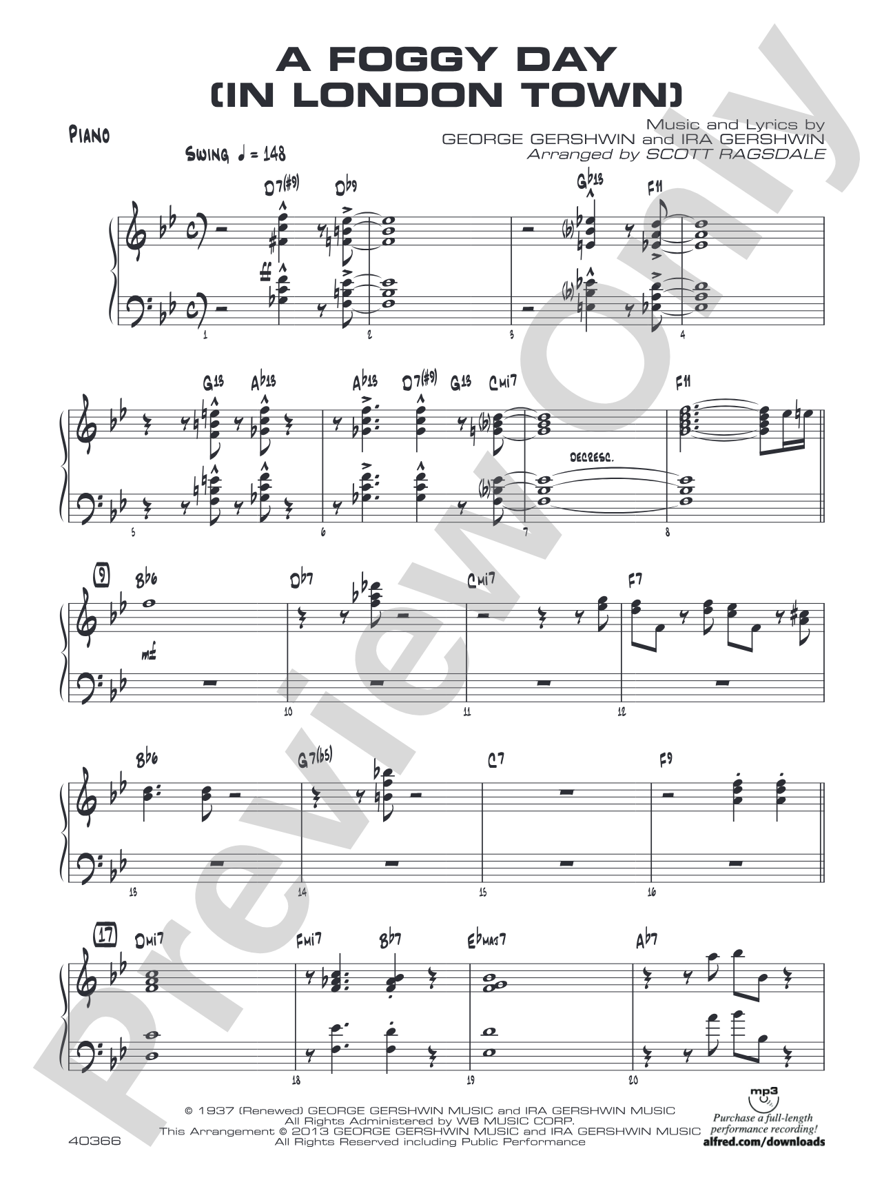 A Foggy Day: Piano Accompaniment