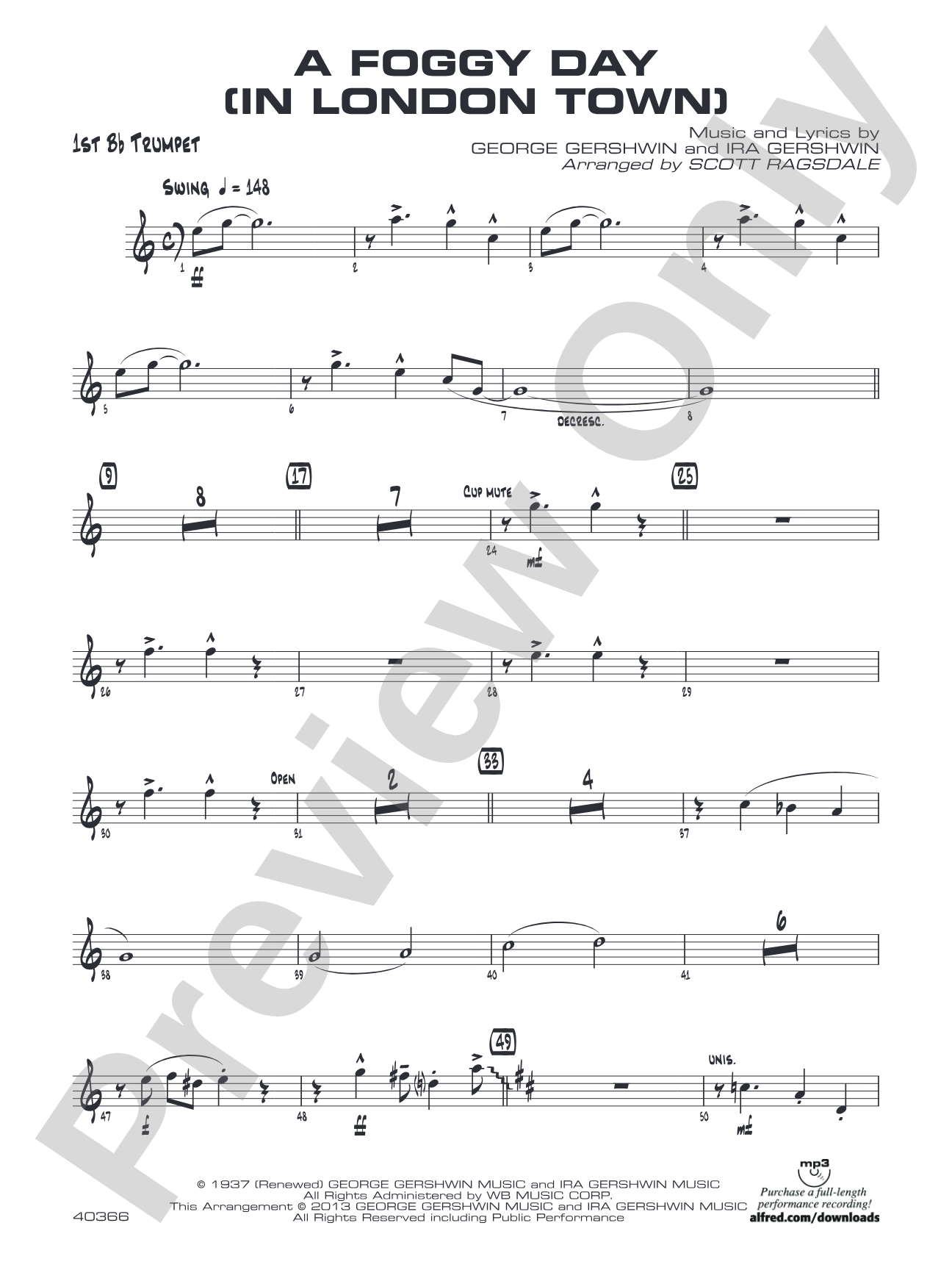 A Foggy Day: 1st B-flat Trumpet