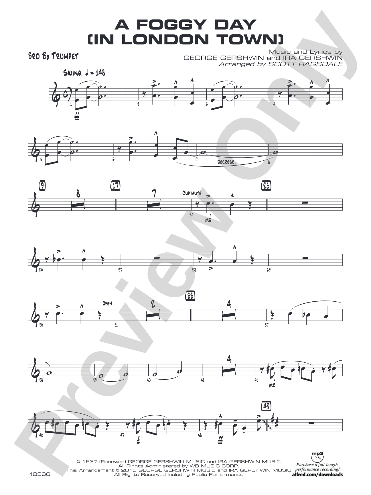 A Foggy Day: 3rd B-flat Trumpet
