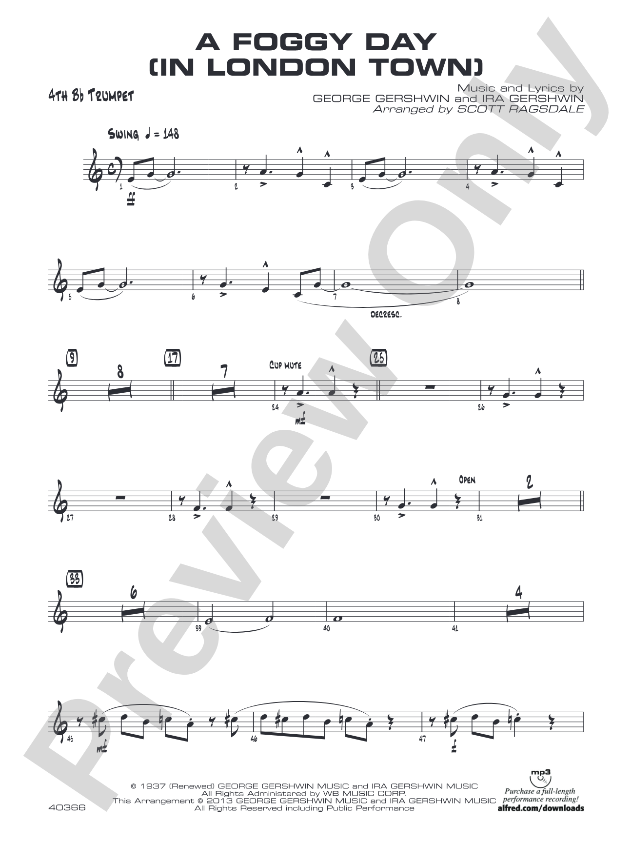 A Foggy Day: 4th B-flat Trumpet