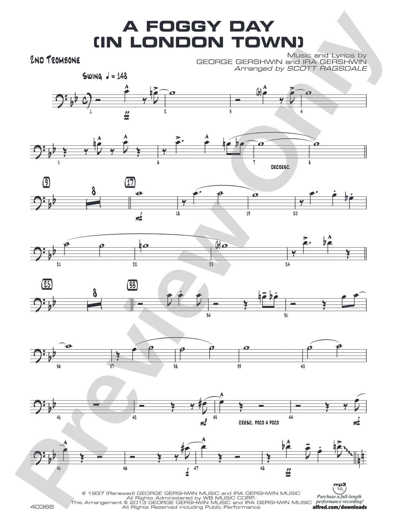 A Foggy Day: 2nd Trombone