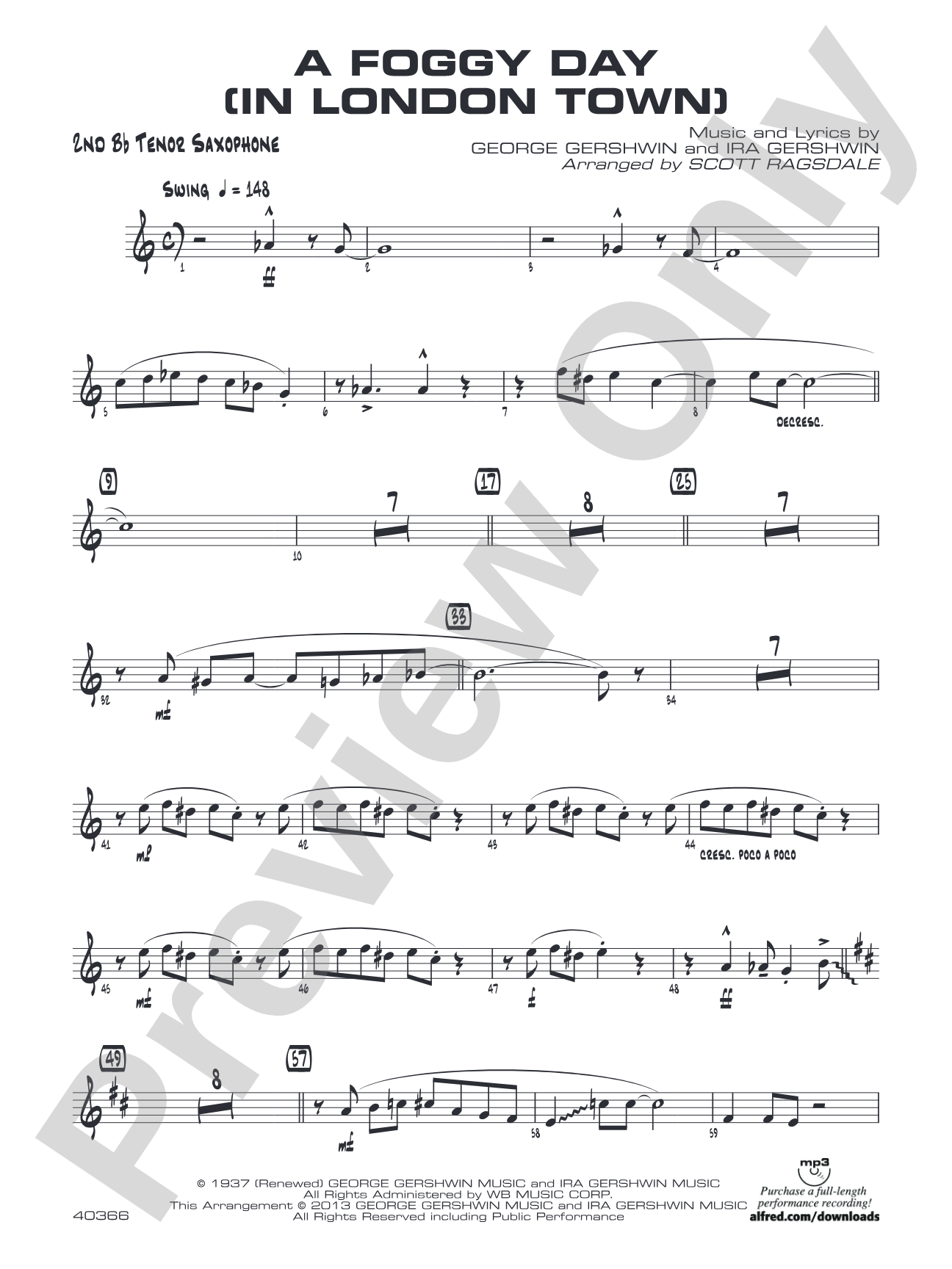 A Foggy Day: 2nd B-flat Tenor Saxophone