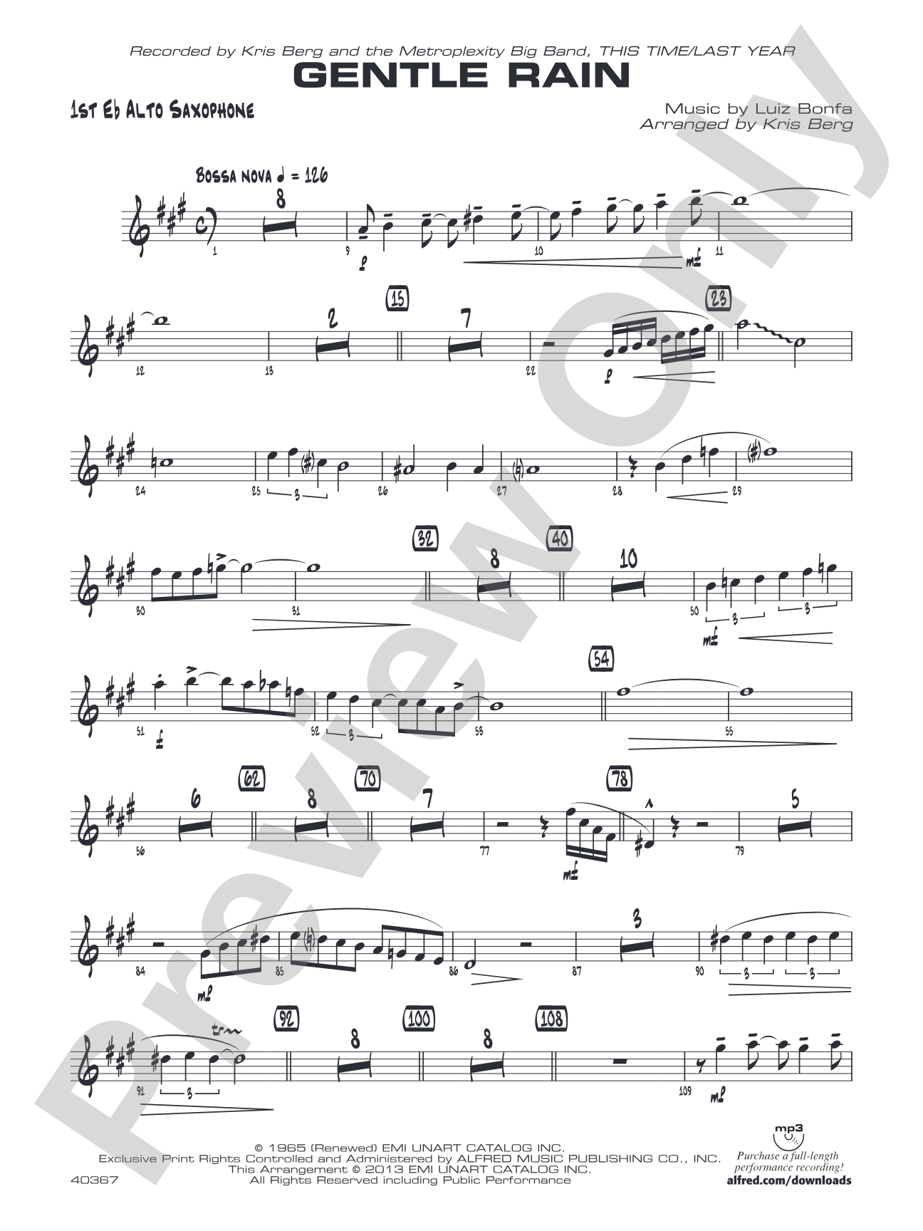 Gentle Rain: E-flat Alto Saxophone