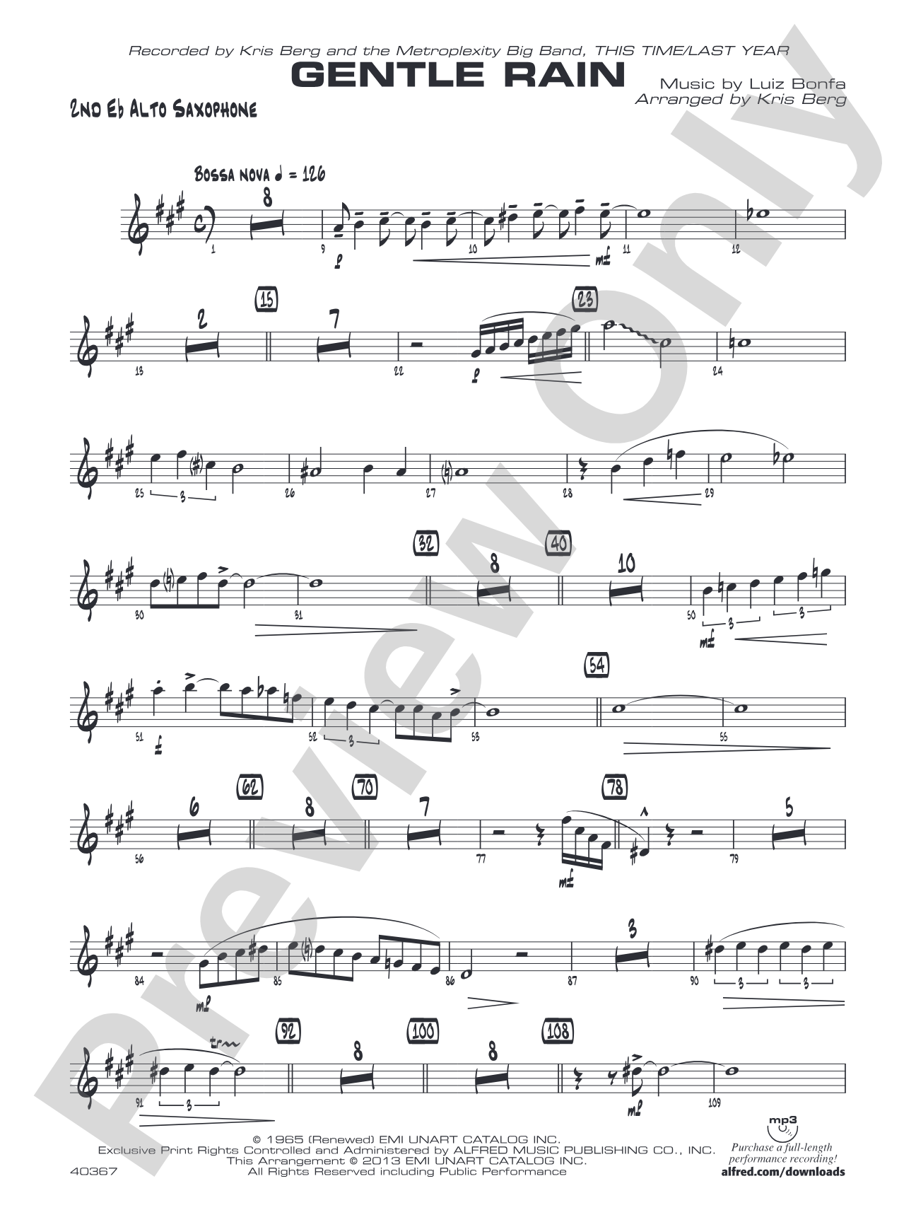 Gentle Rain: 2nd E-flat Alto Saxophone